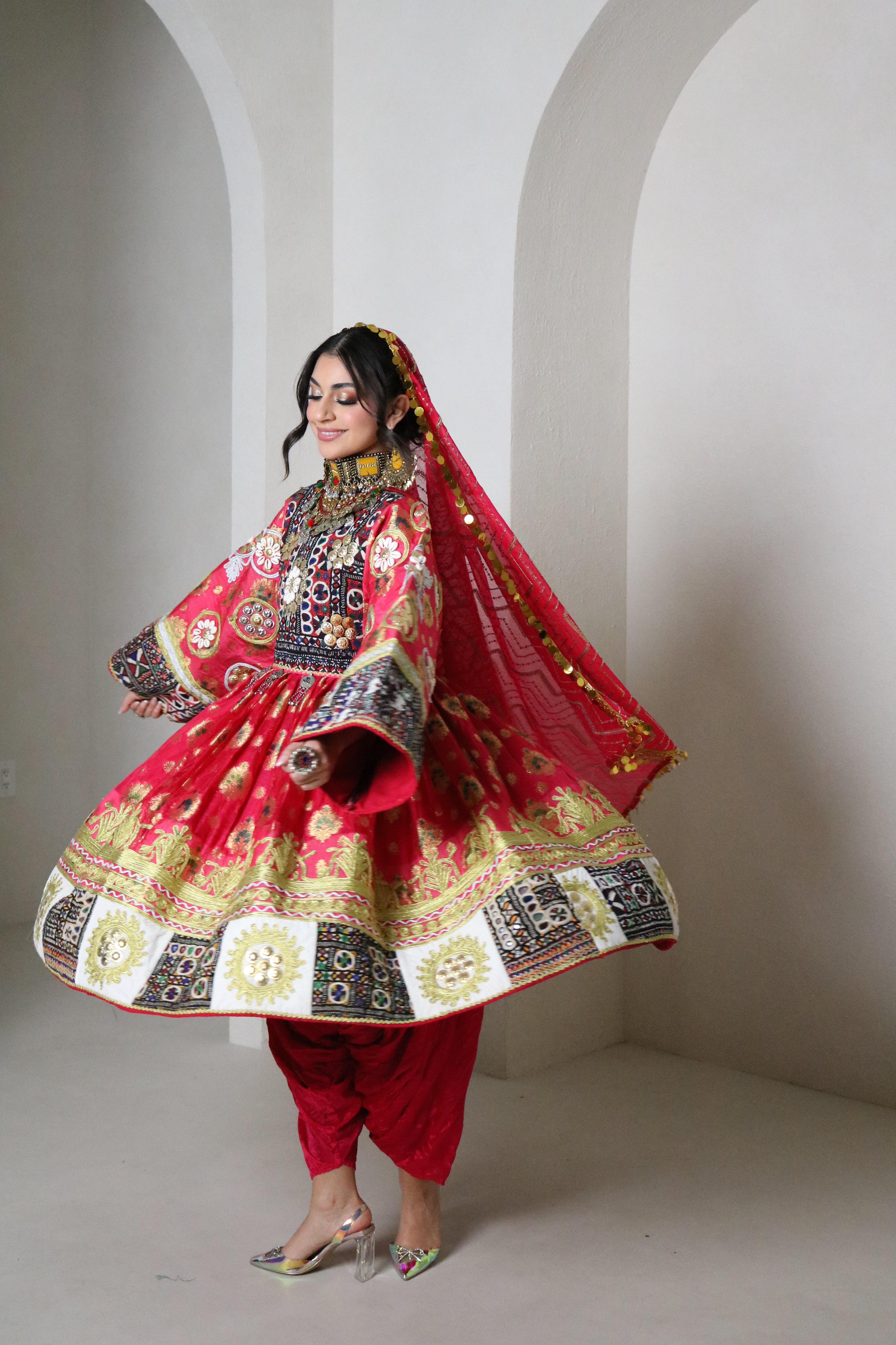 Fazila Afghan Kuchi Dress (pink)