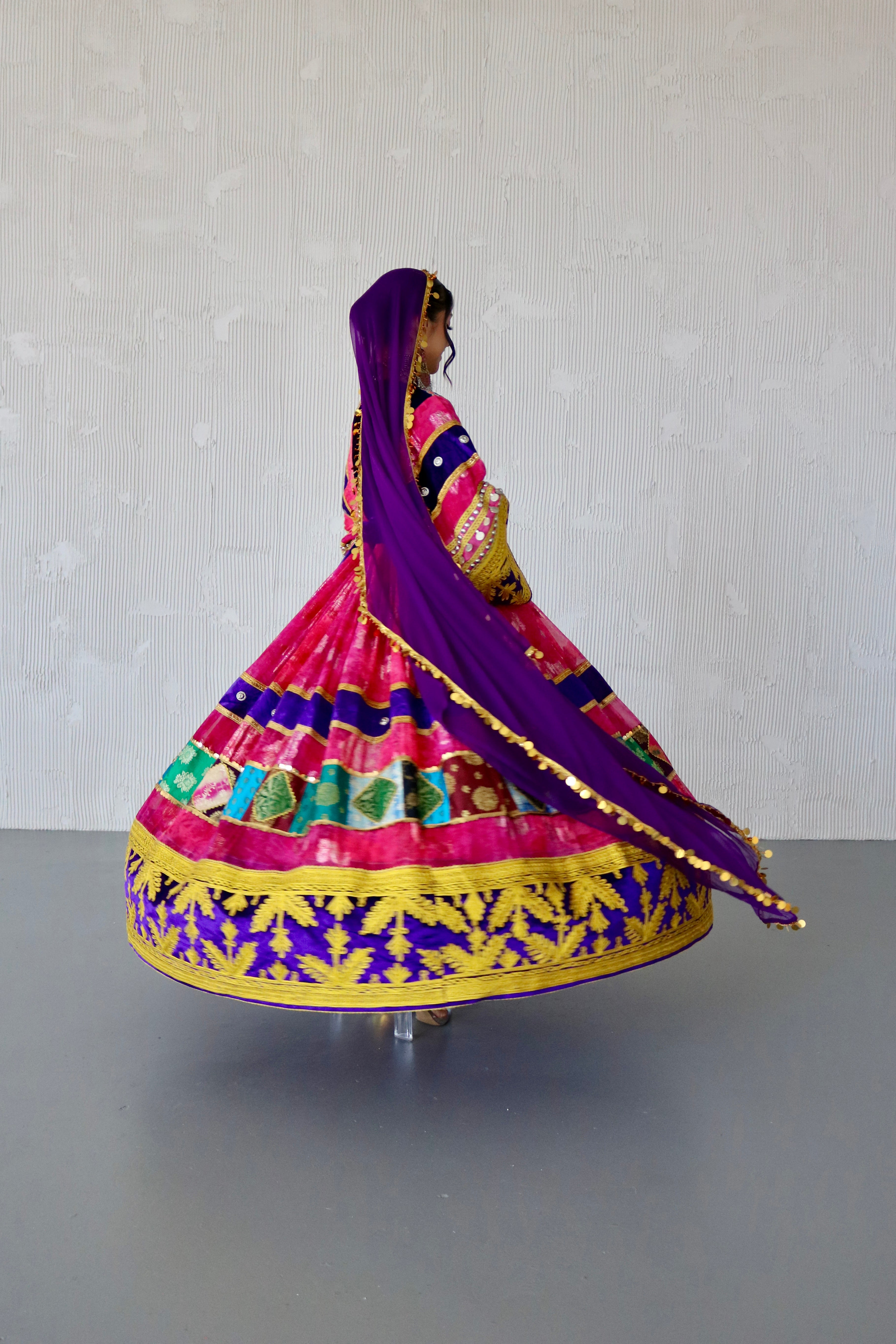 Layma Afghan Kuchi Dress(pink/purple)