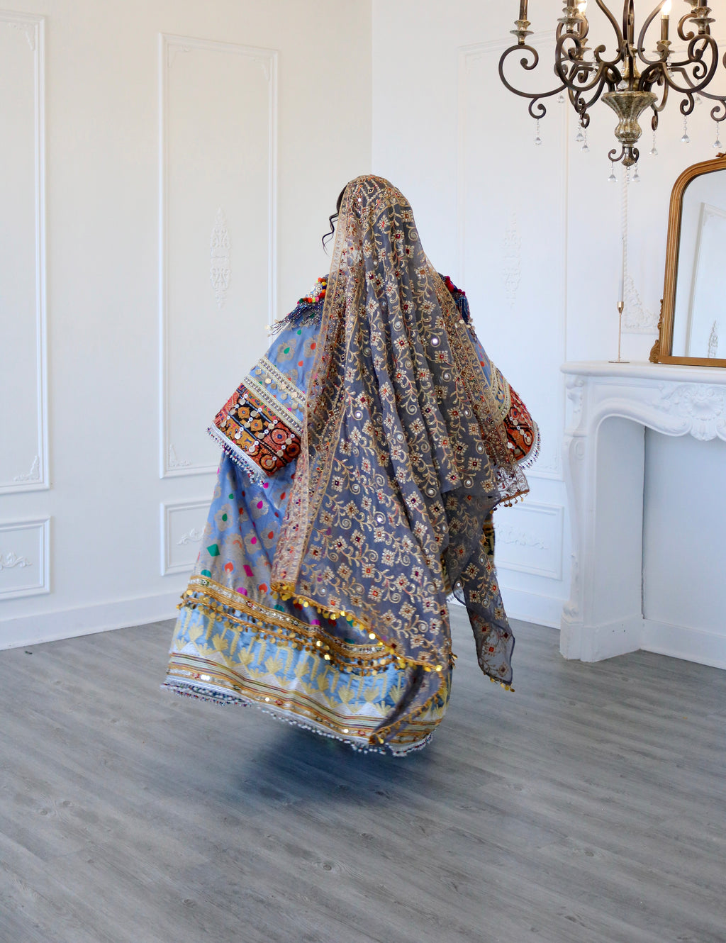 Mursal Afghan Kuchi Dress (blue/gray)