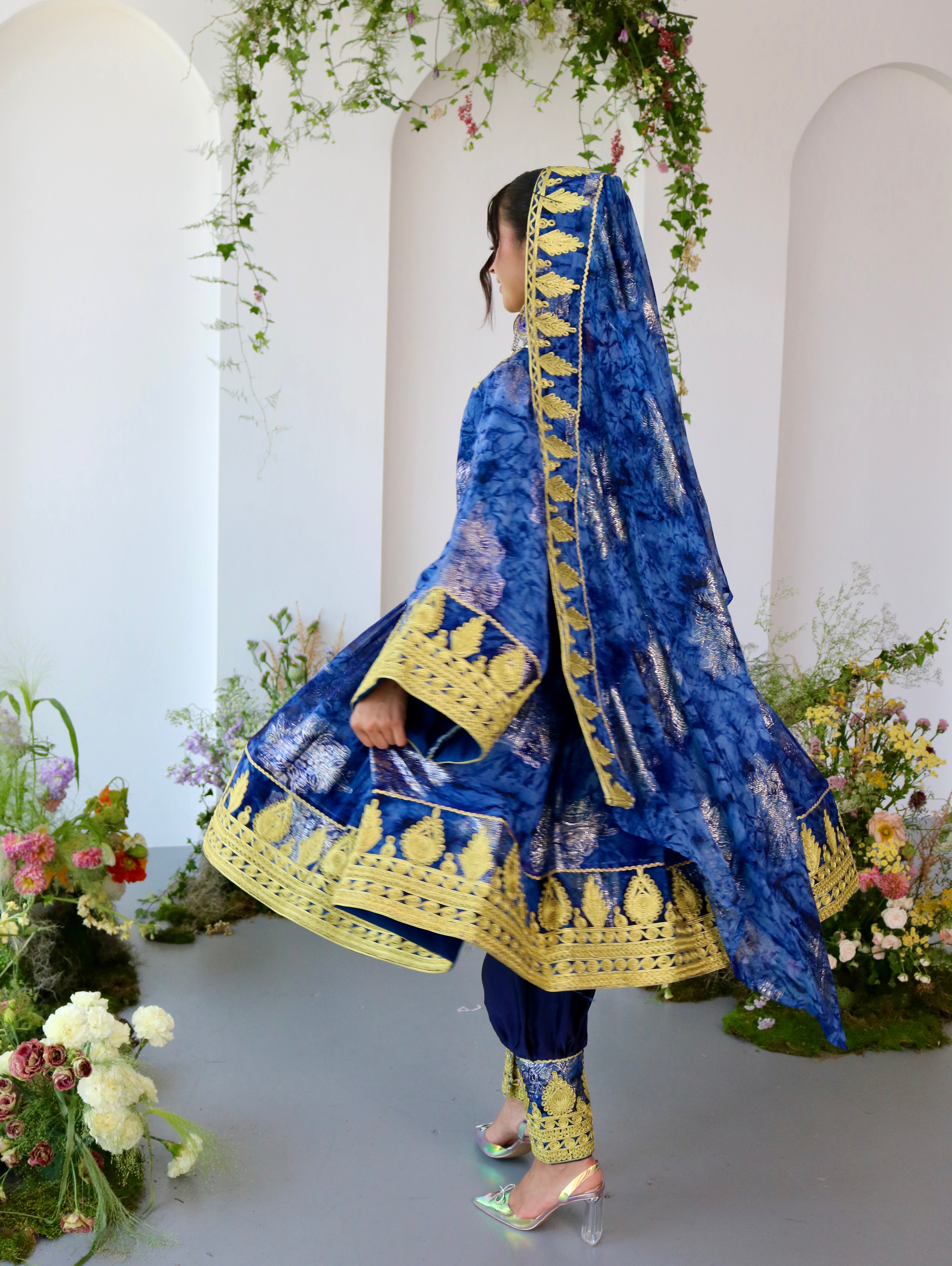 Farah Afghan Kuchi Dress (navy blue)