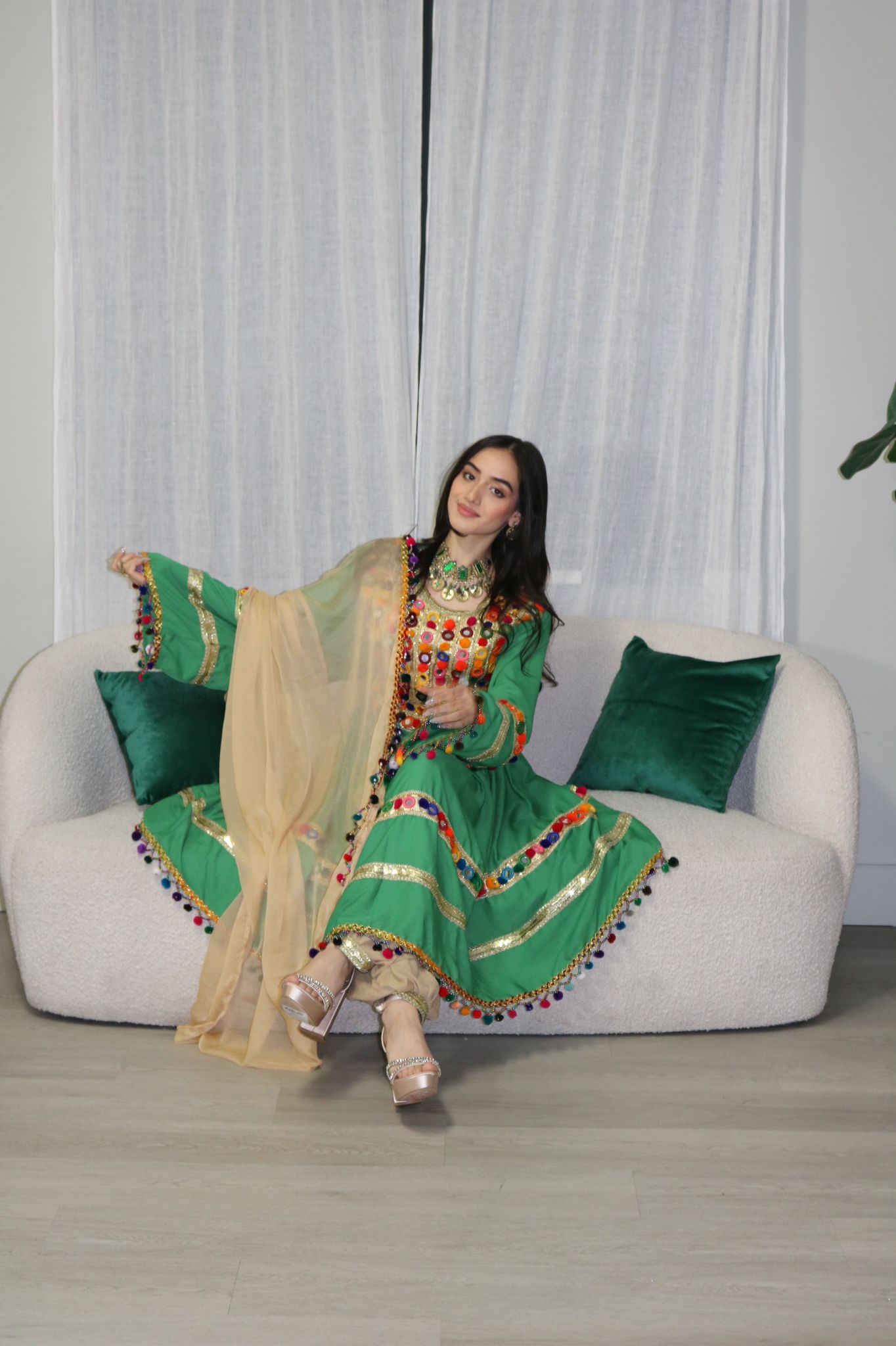 Nadia Afghan Kuchi Dress (green)