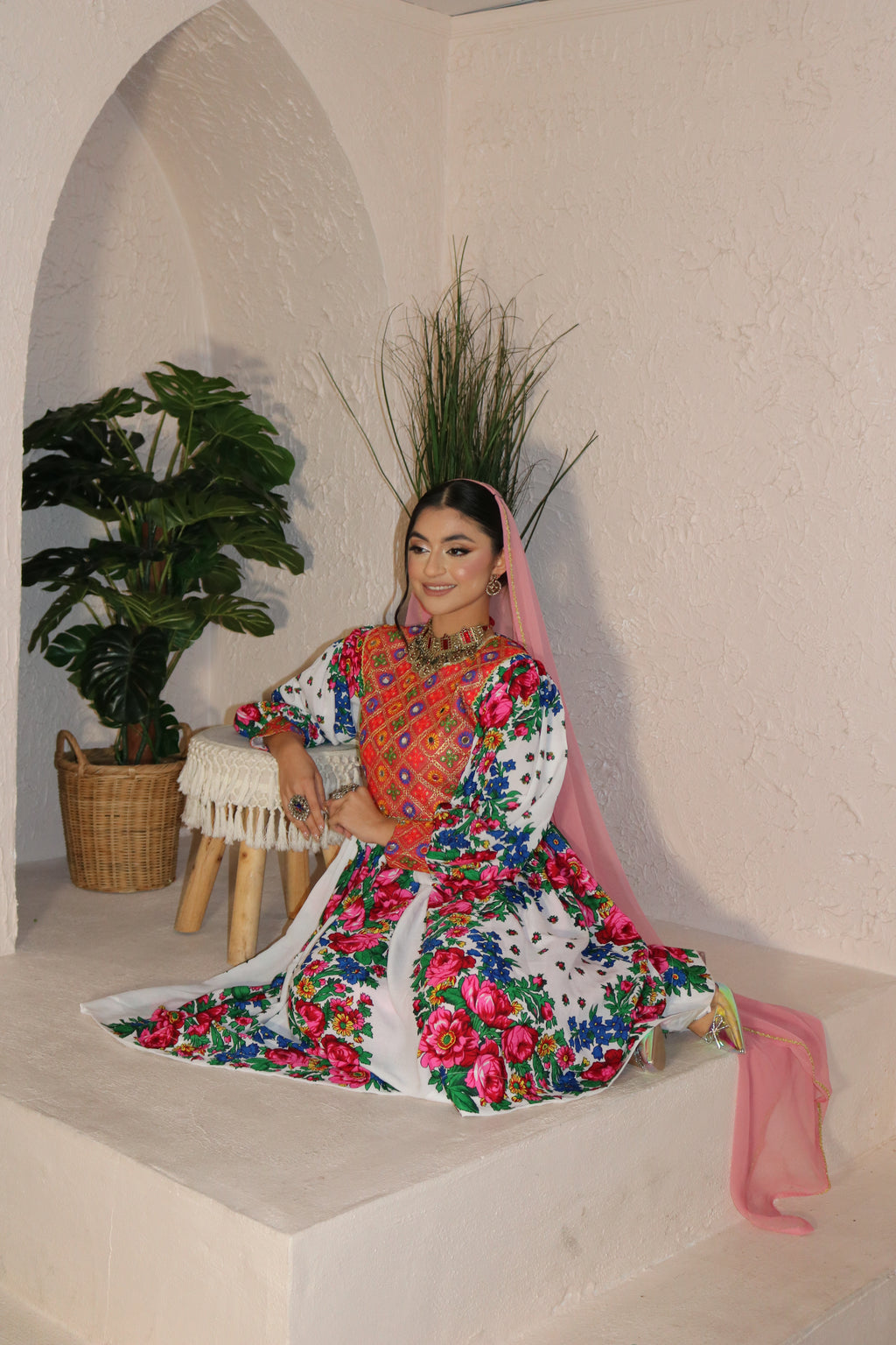 Morsal Afghan Kuchi Dress (white)