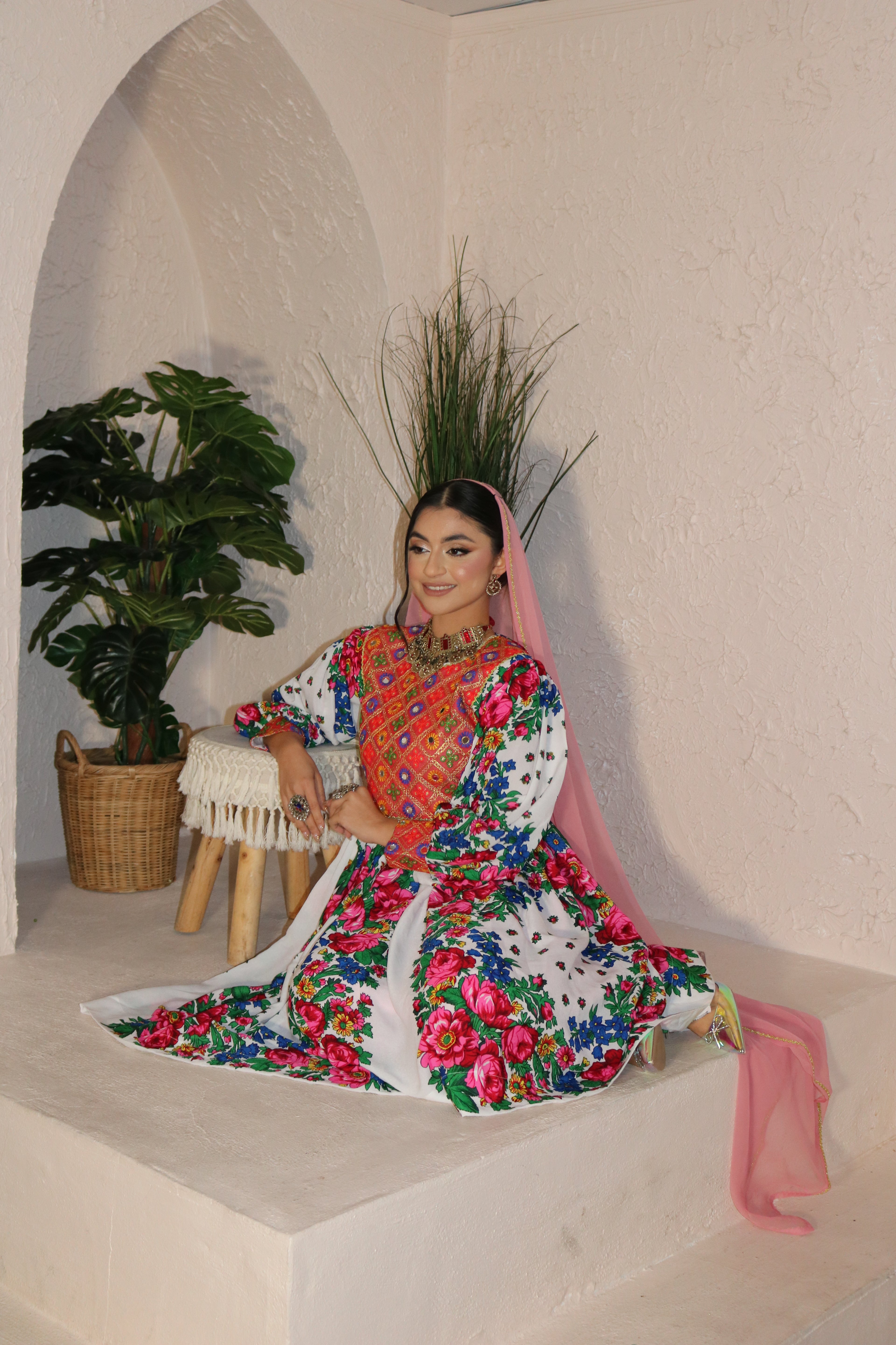 Morsal Afghan Kuchi Dress (white)
