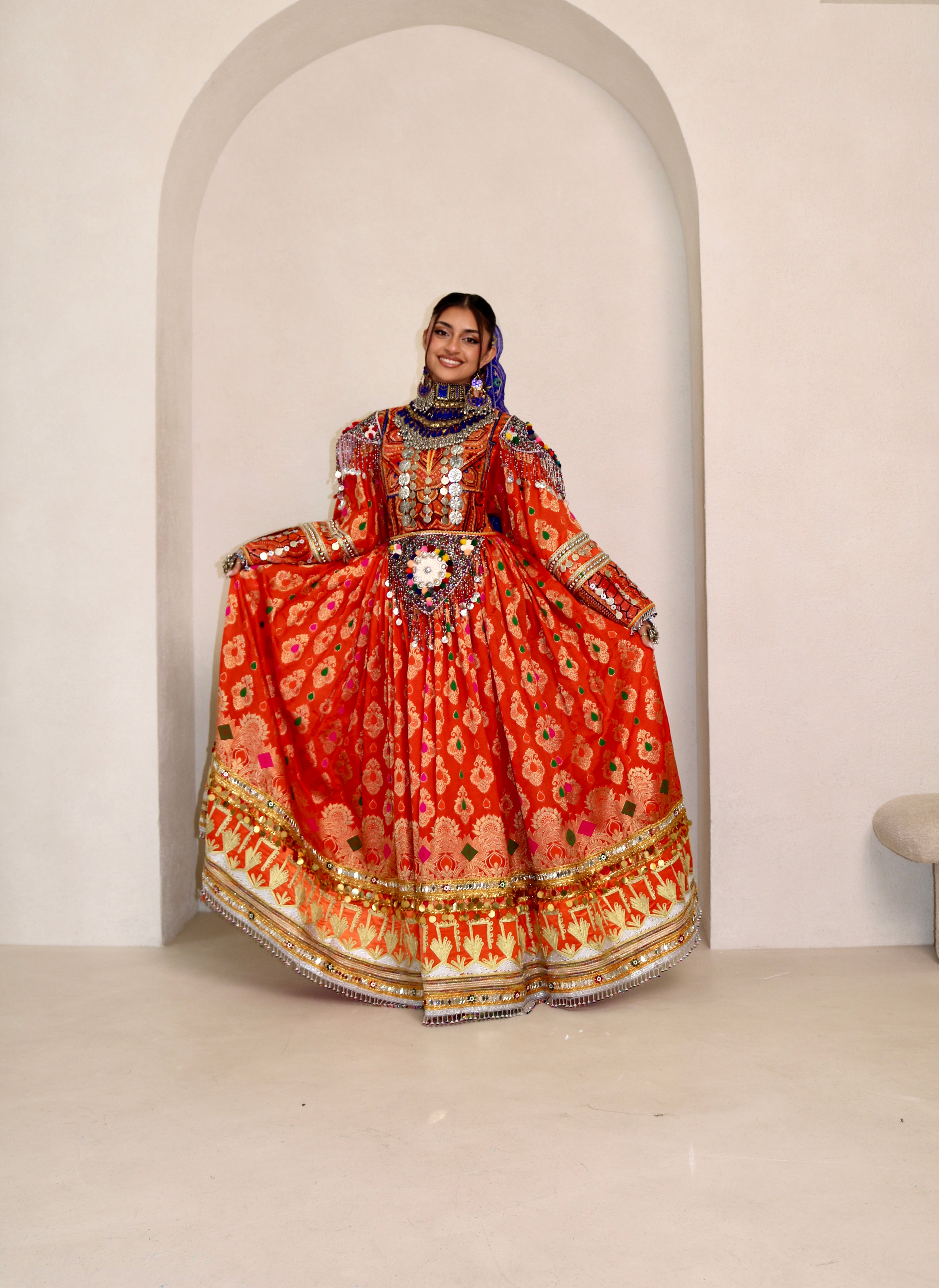 Mursal Afghan Kuchi Dress (orange)