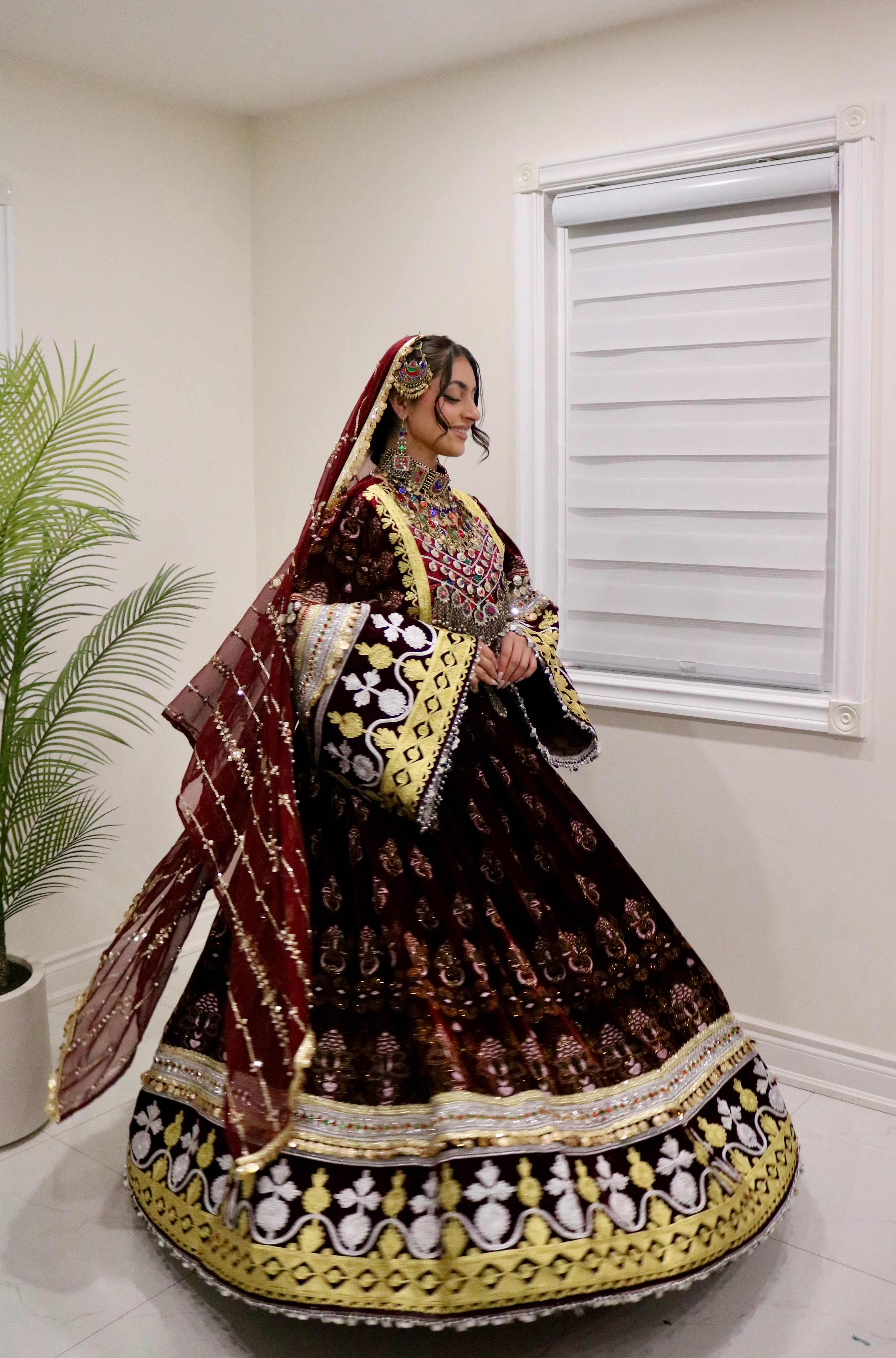 Muska Afghan Kuchi Dress (MAROON)