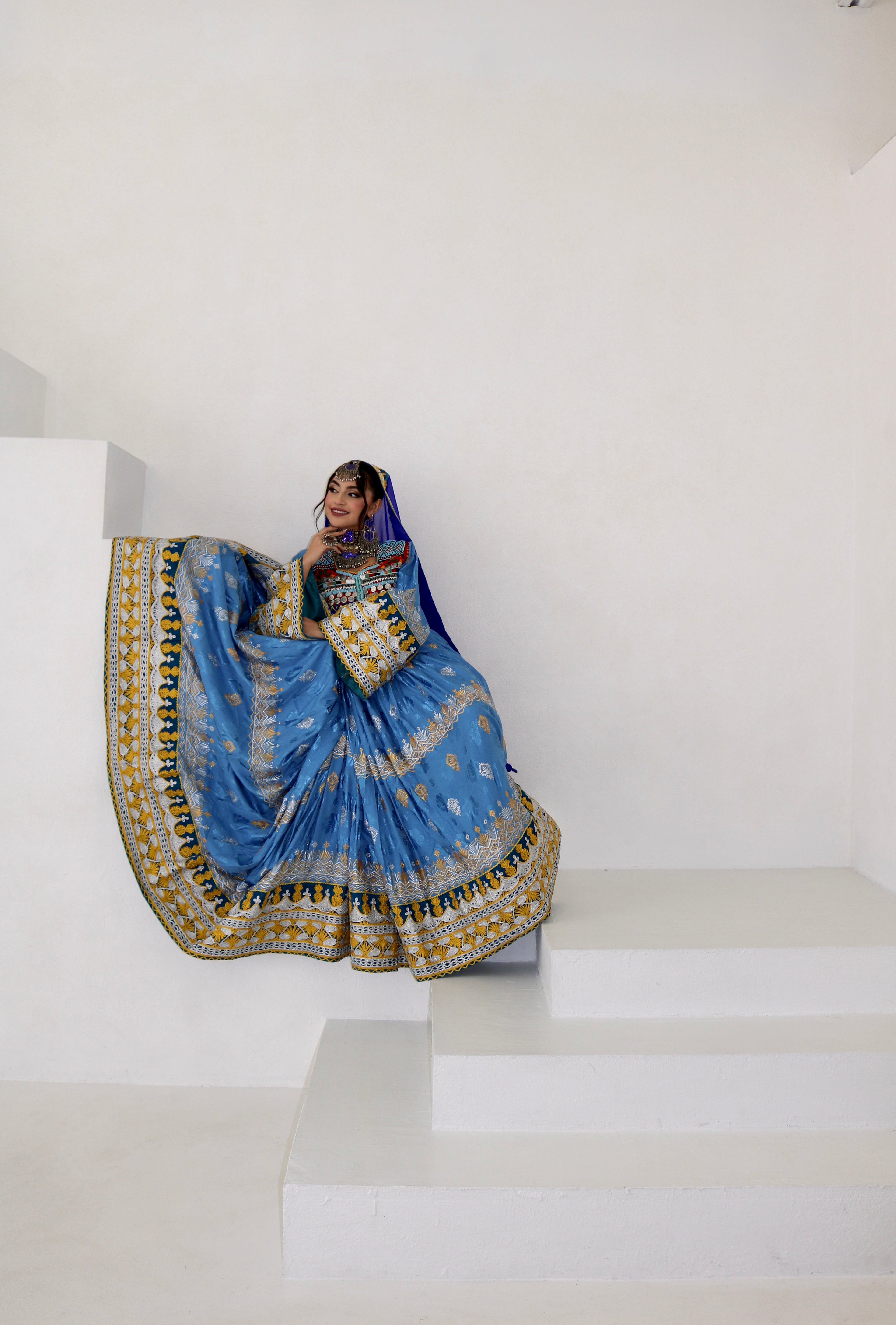 Zarmina Afghan Kuchi Dress (blue)