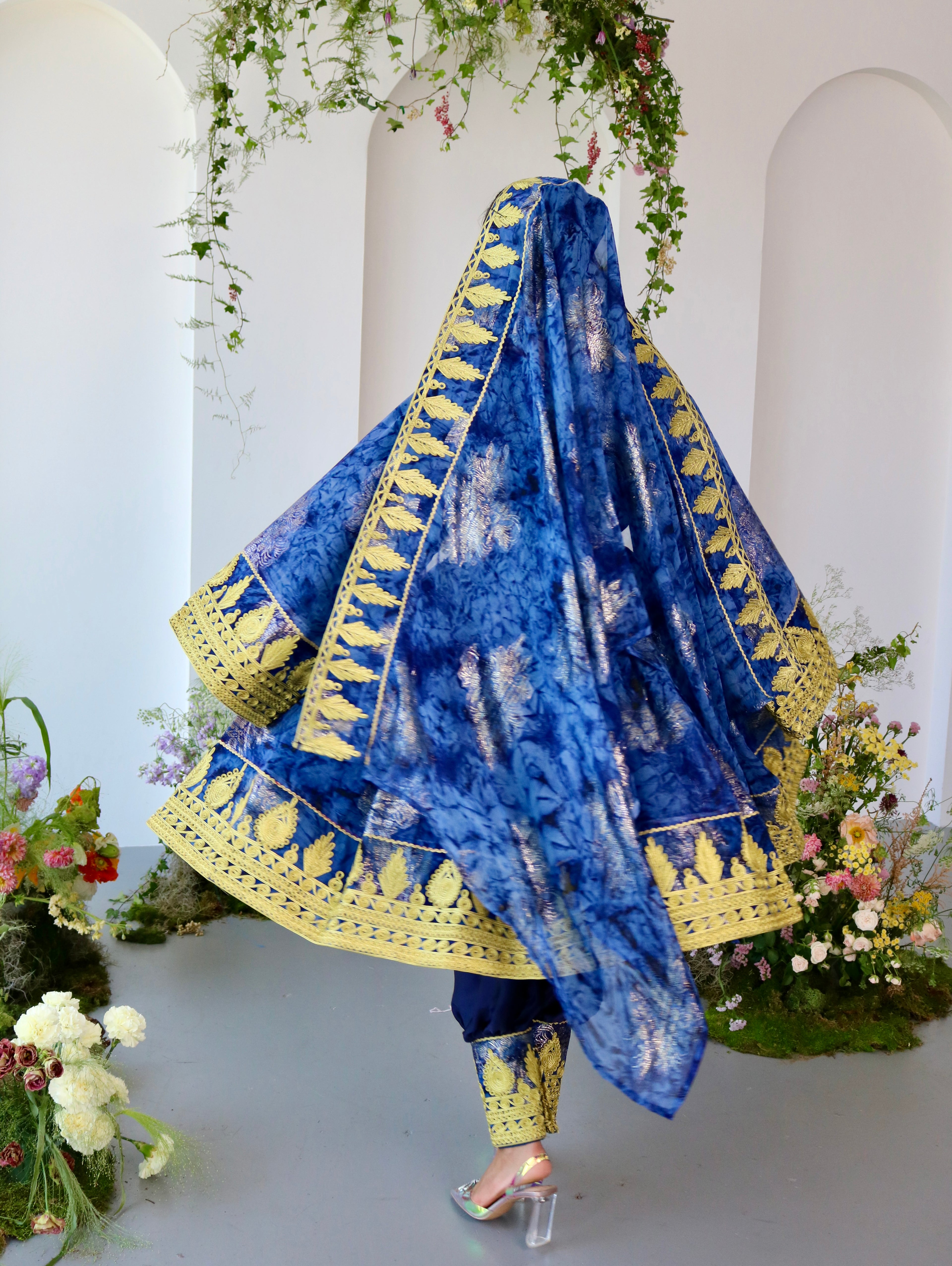 Farah Afghan Kuchi Dress (navy blue)