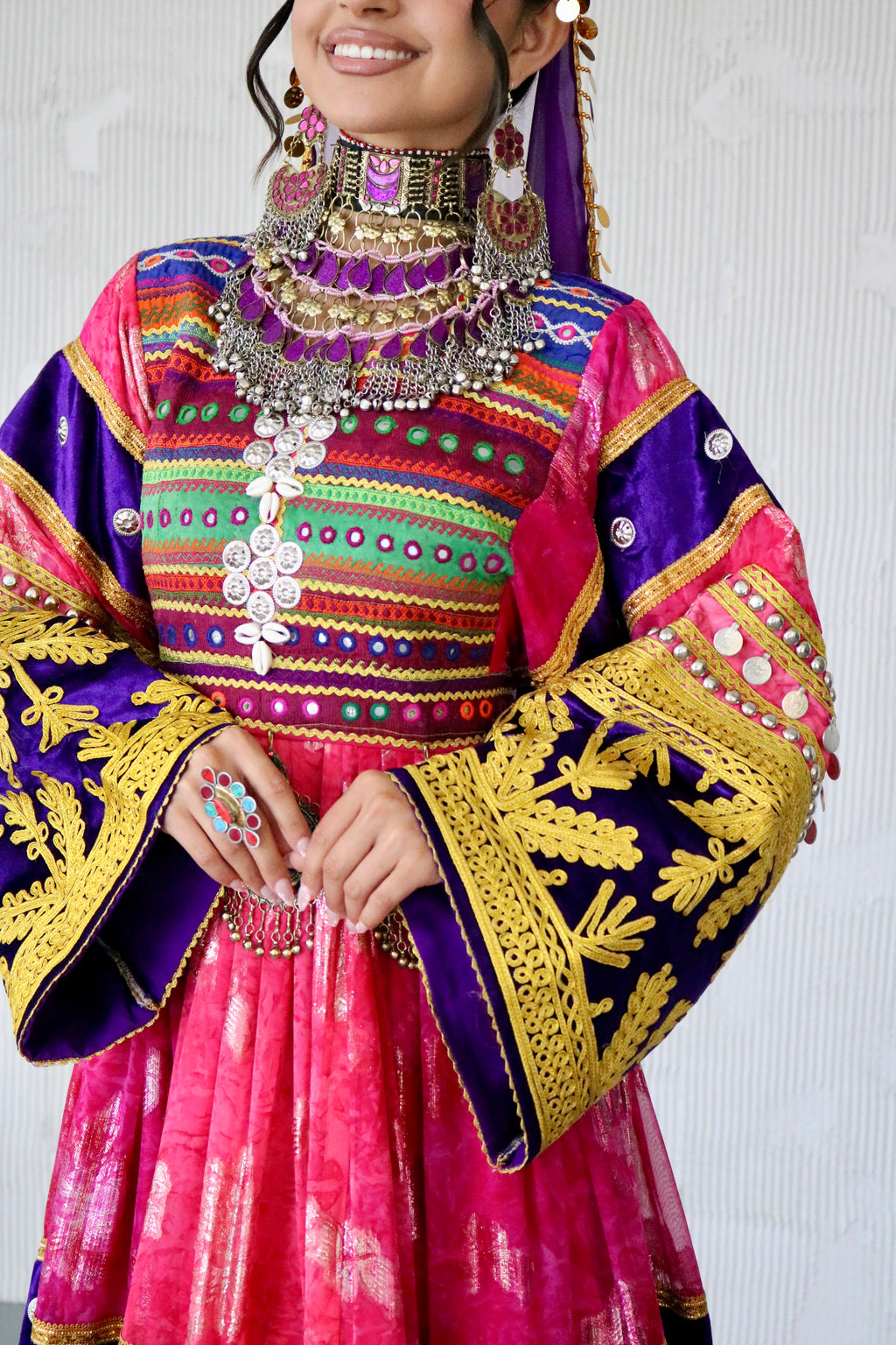 Layma Afghan Kuchi Dress(pink/purple)