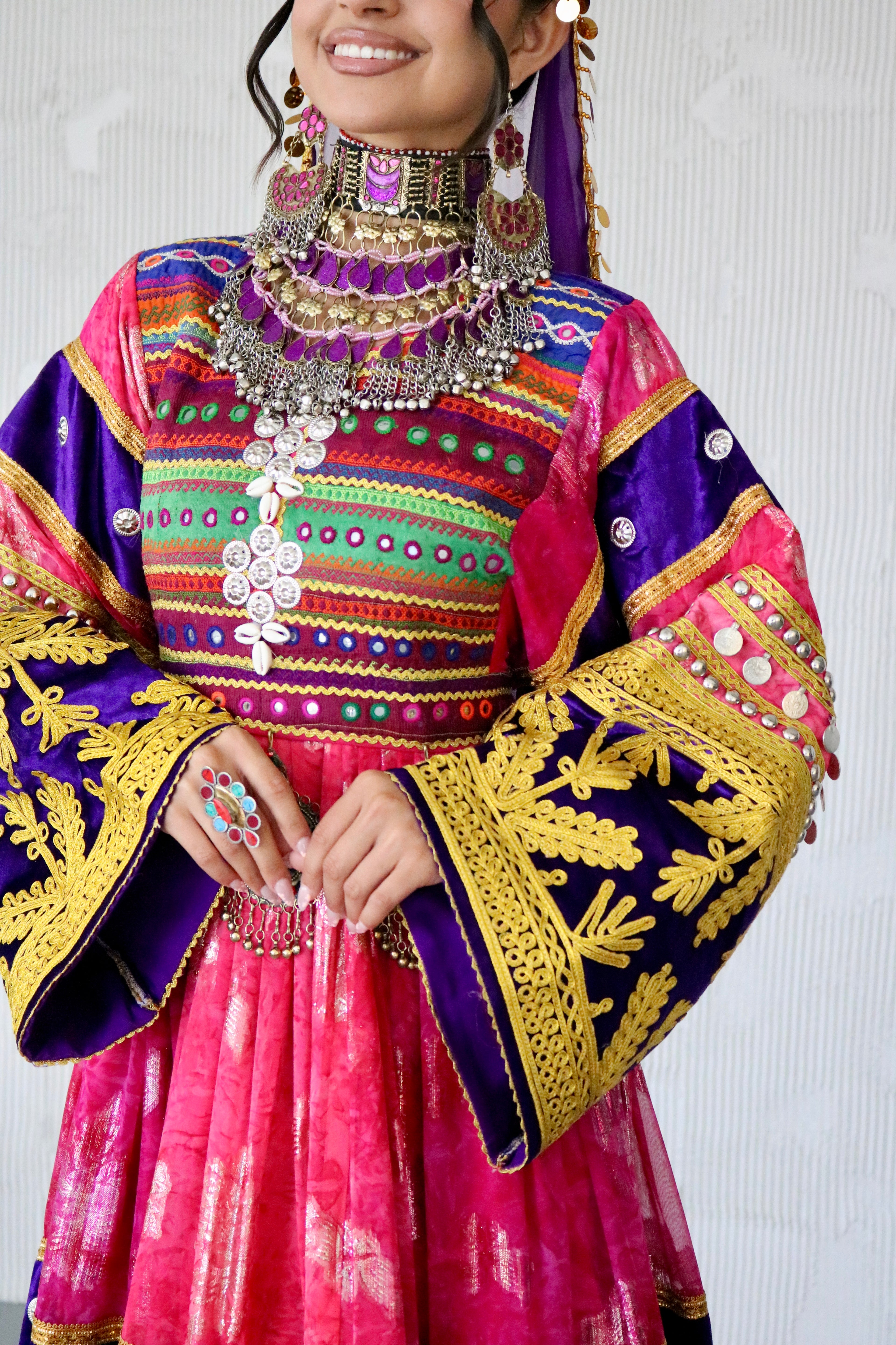 Layma Afghan Kuchi Dress(pink/purple)