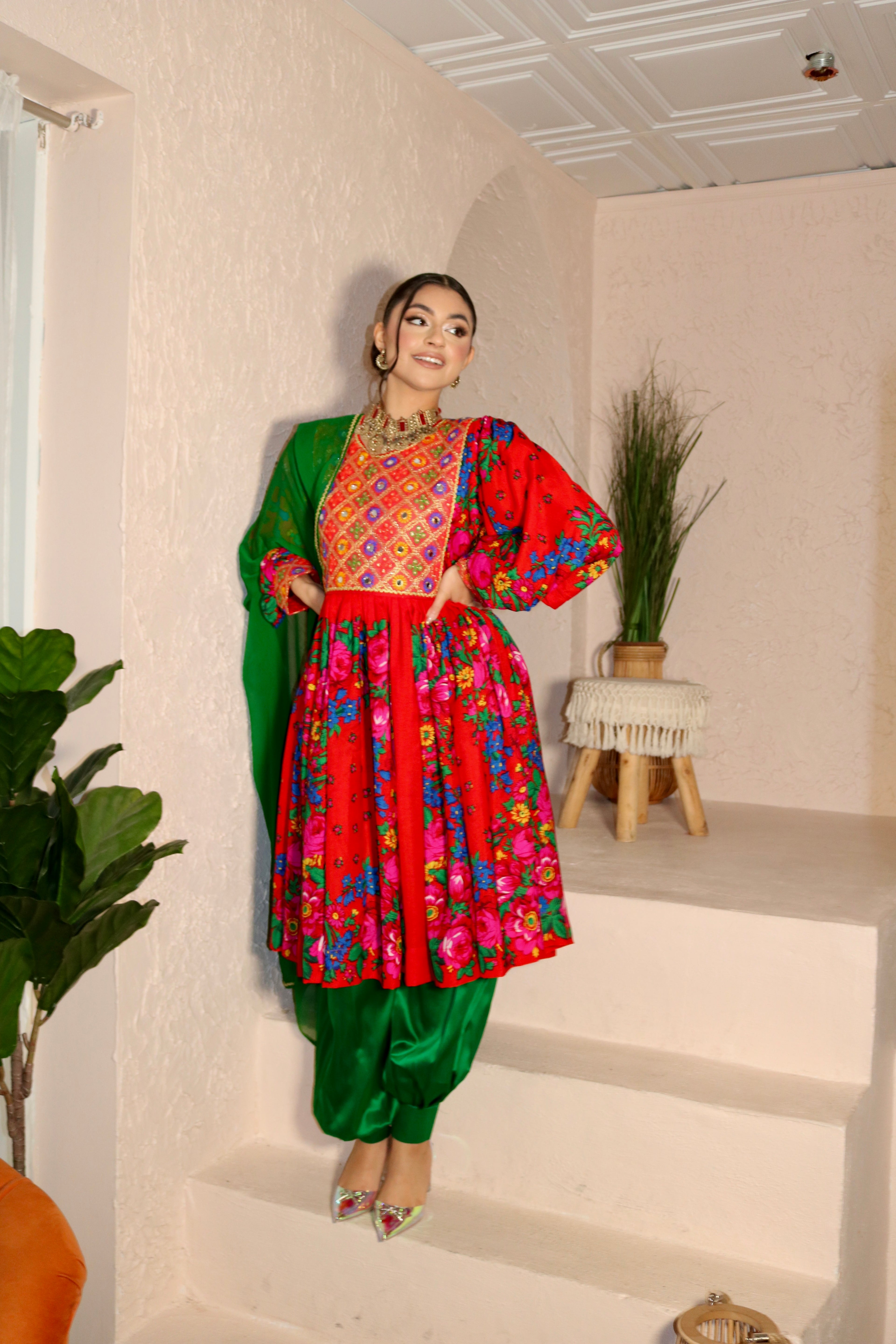 Morsal Afghan Kuchi Dress (red)