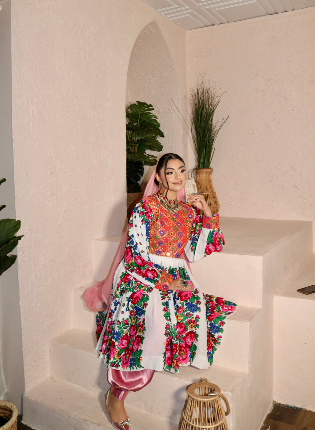 Morsal Afghan Kuchi Dress (white)