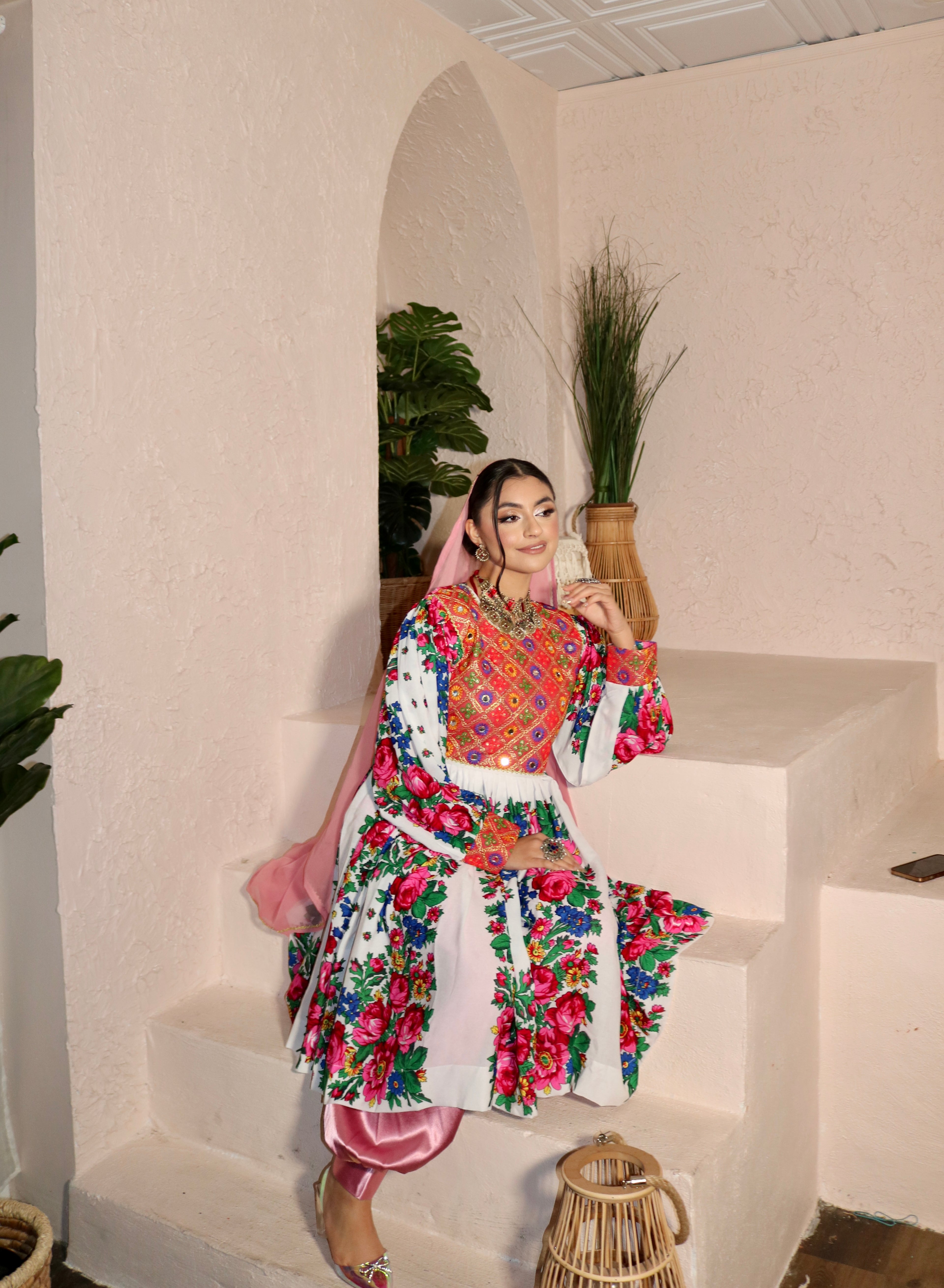 Morsal Afghan Kuchi Dress (white)