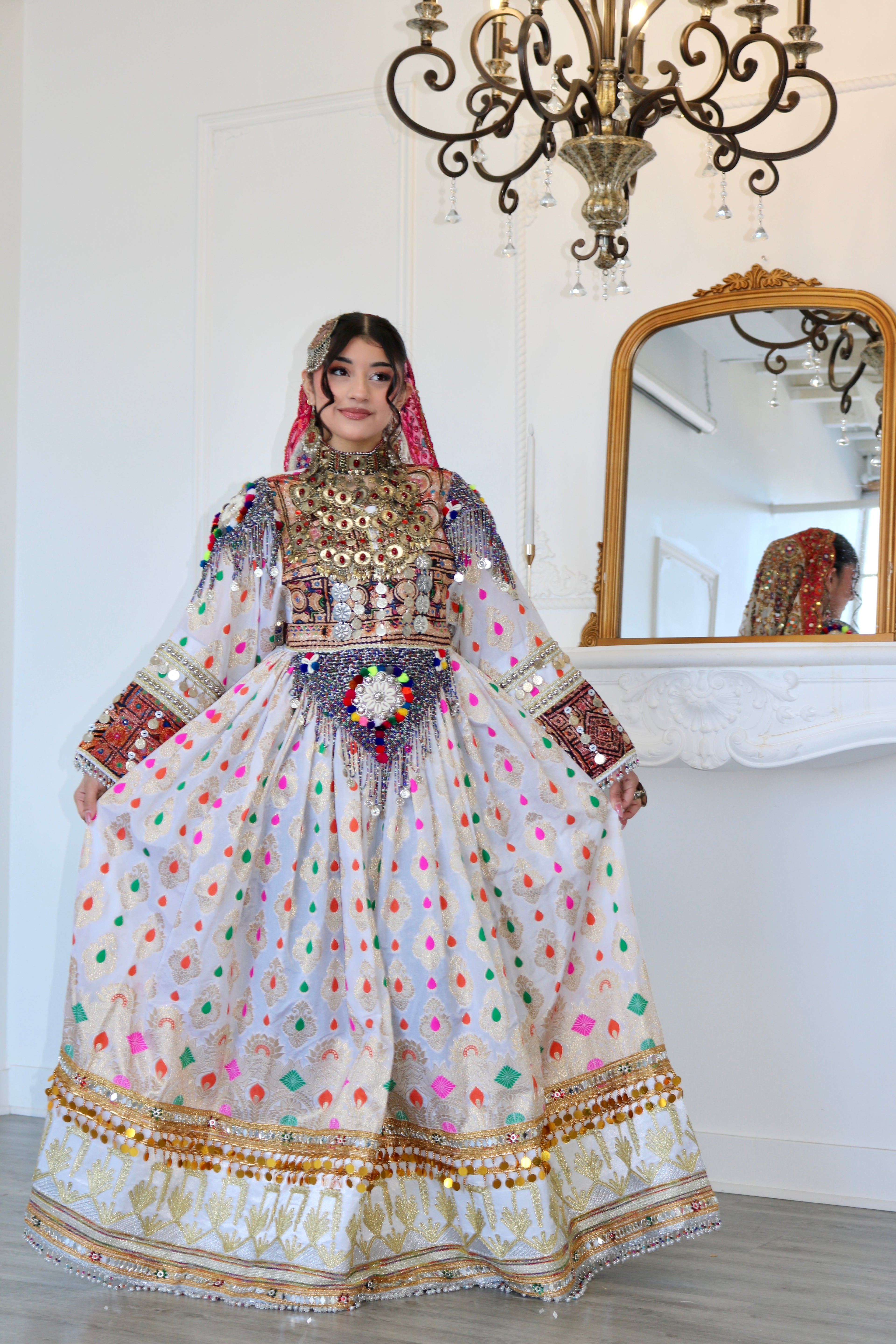 Mursal Afghan Kuchi Dress (white)