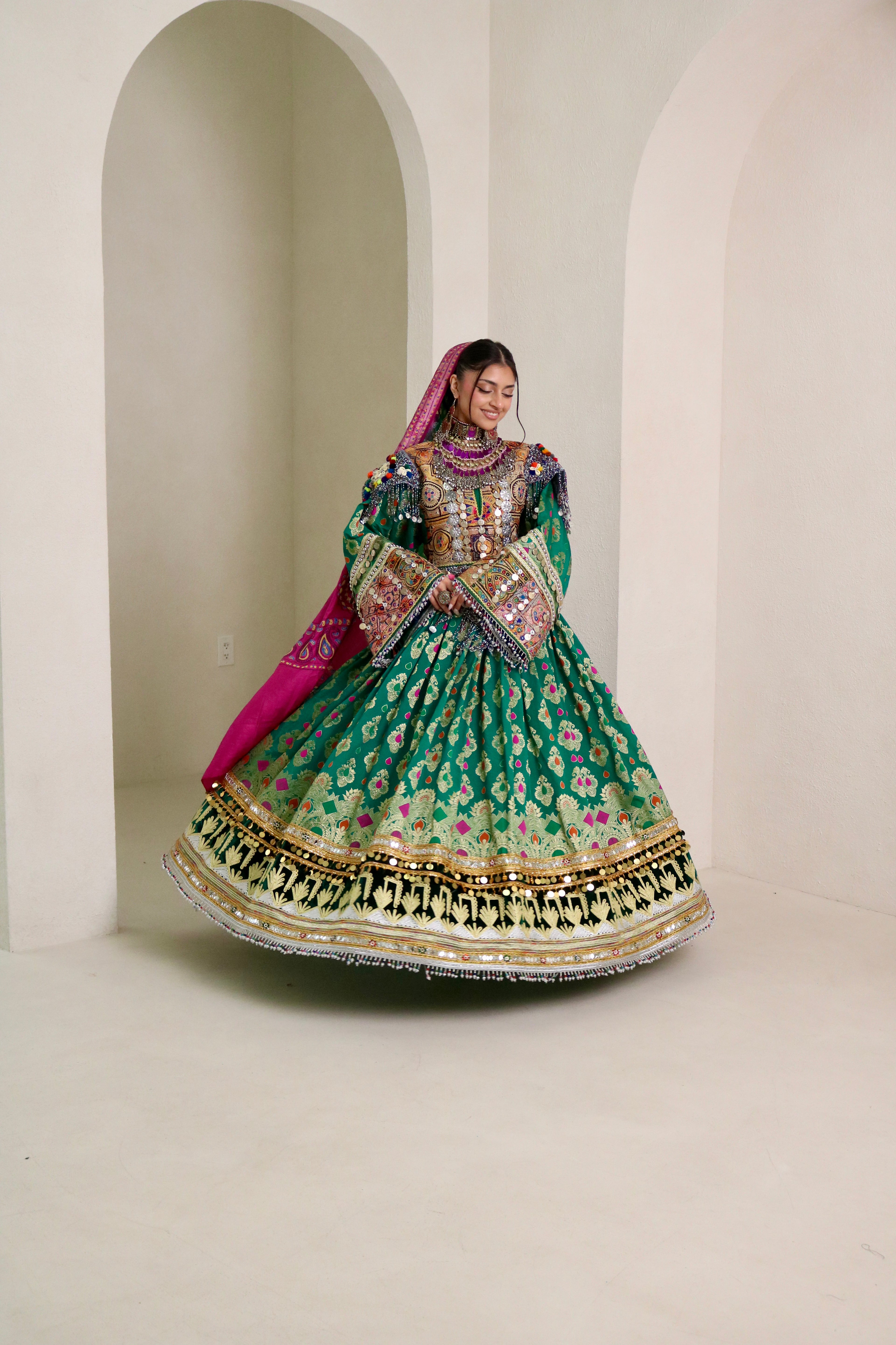 Mursal Afghan Kuchi Dress (green)