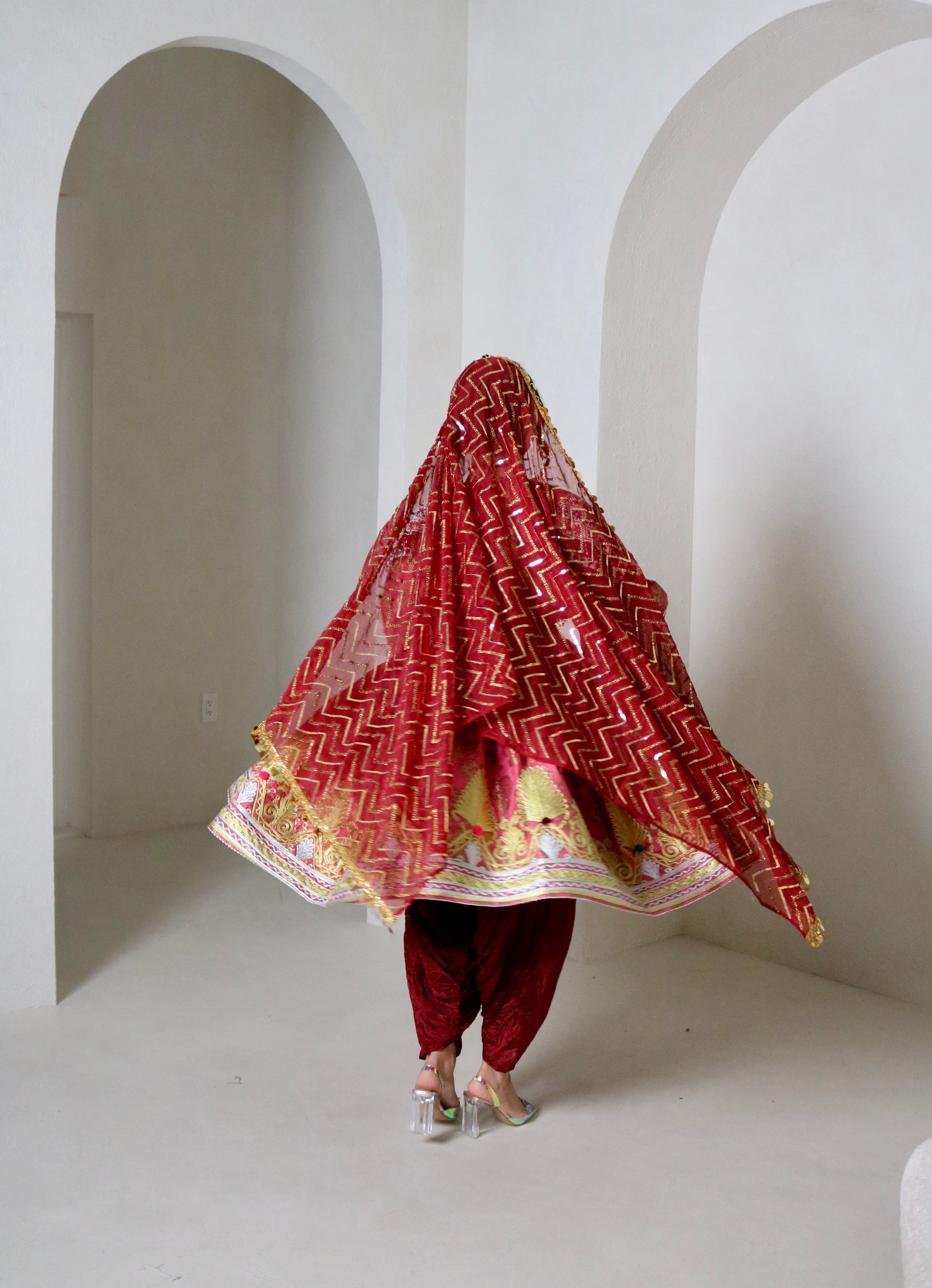 Farzana Afghan Kuchi Dress (pink/maroon)