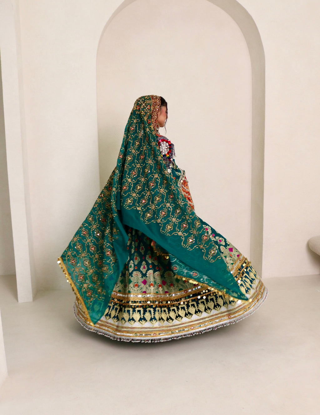 Mursal Afghan Kuchi Dress (sea green)