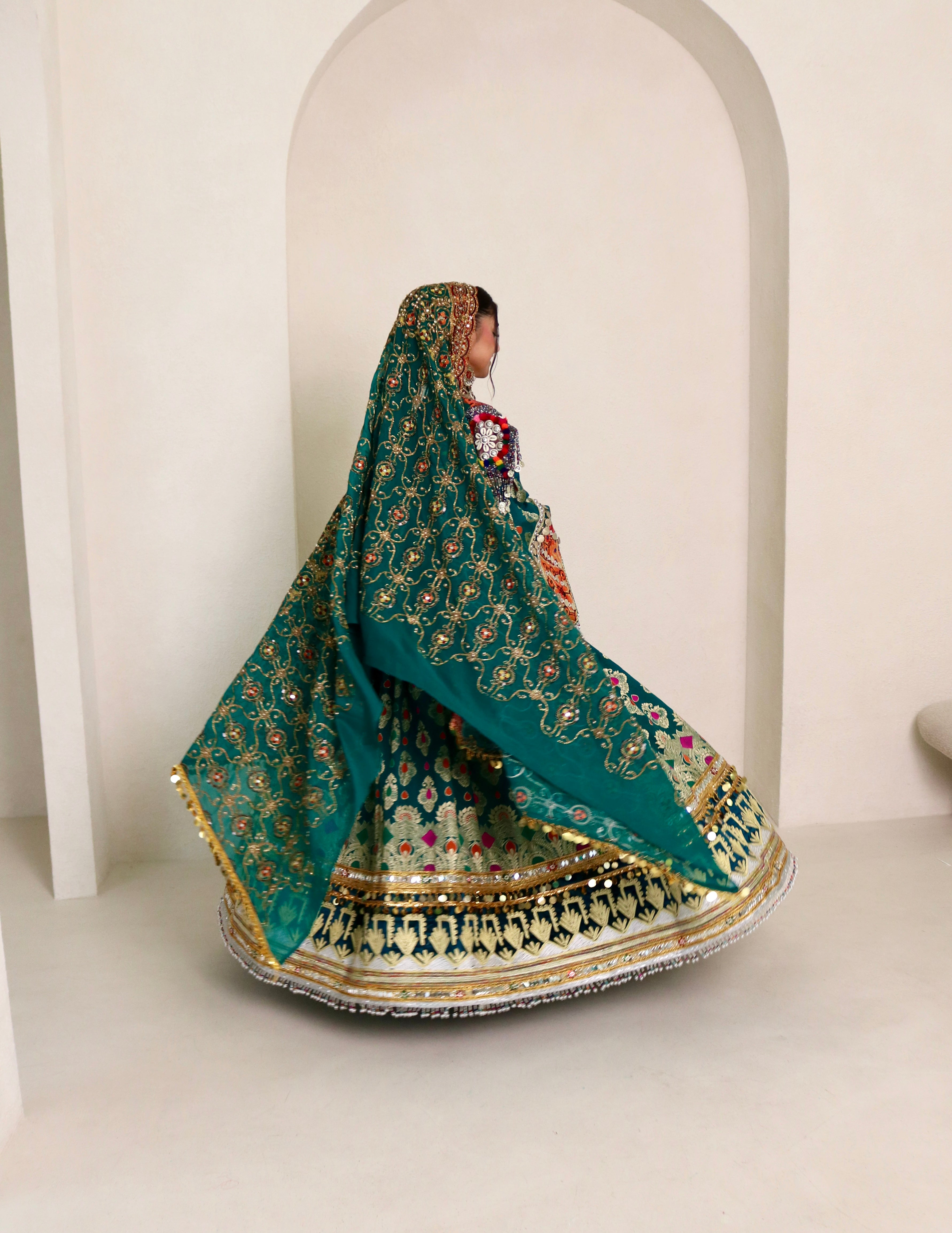 Mursal Afghan Kuchi Dress (sea green)