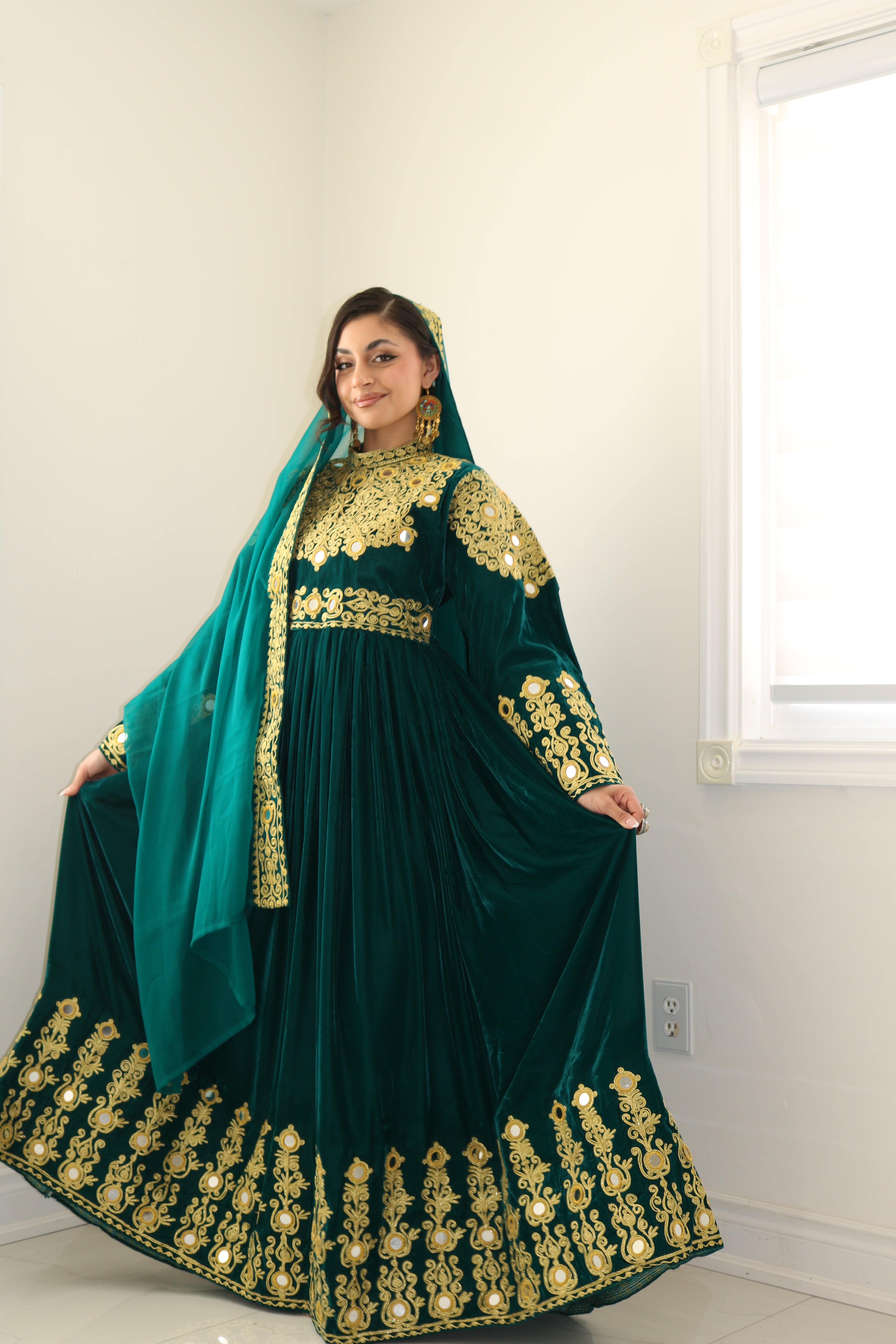 Sahar Afghan Kuchi Dress (sea green)