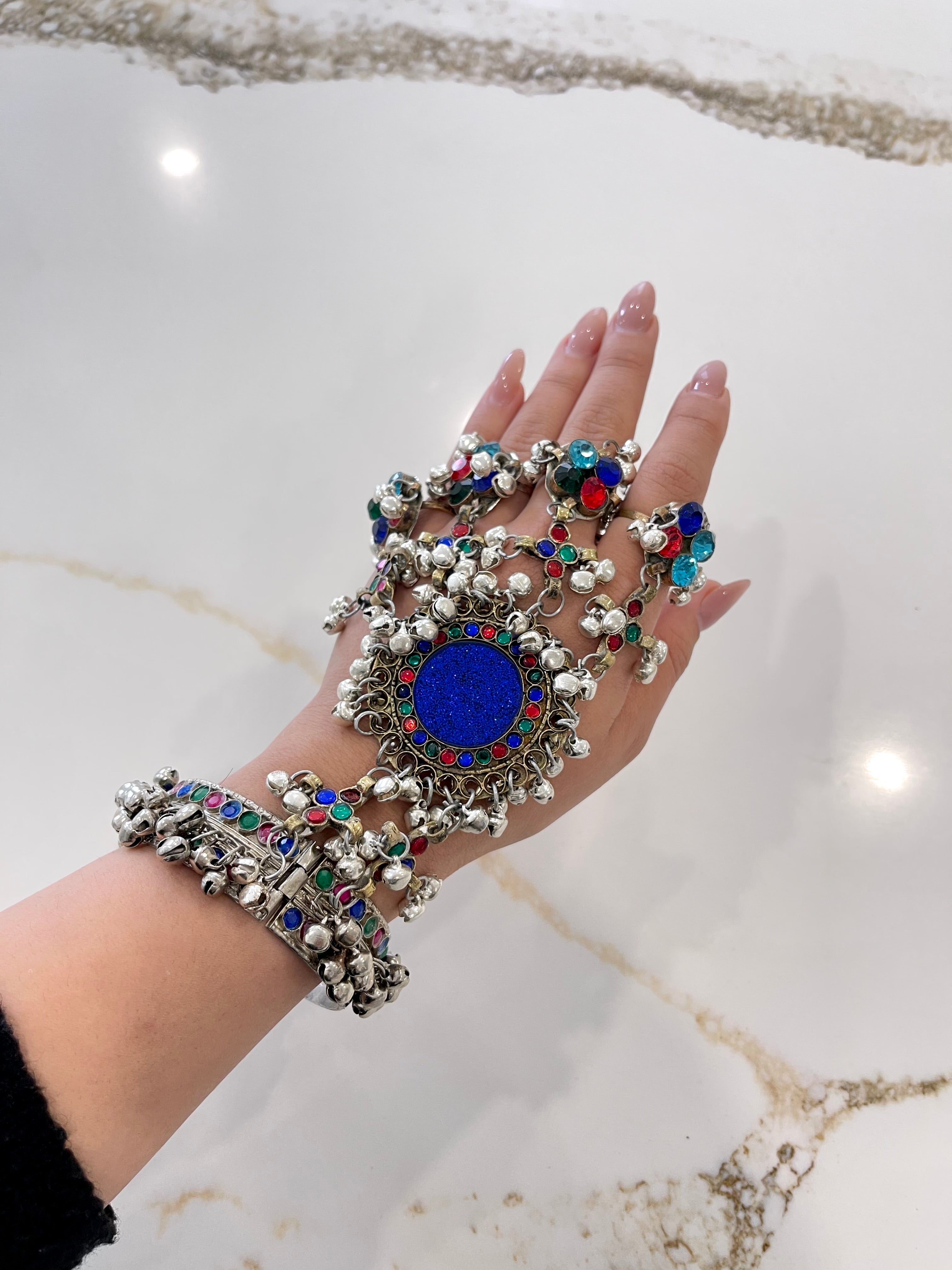 Afghan Handmade Bangle Cuff Bangles With multicolour finger Rings