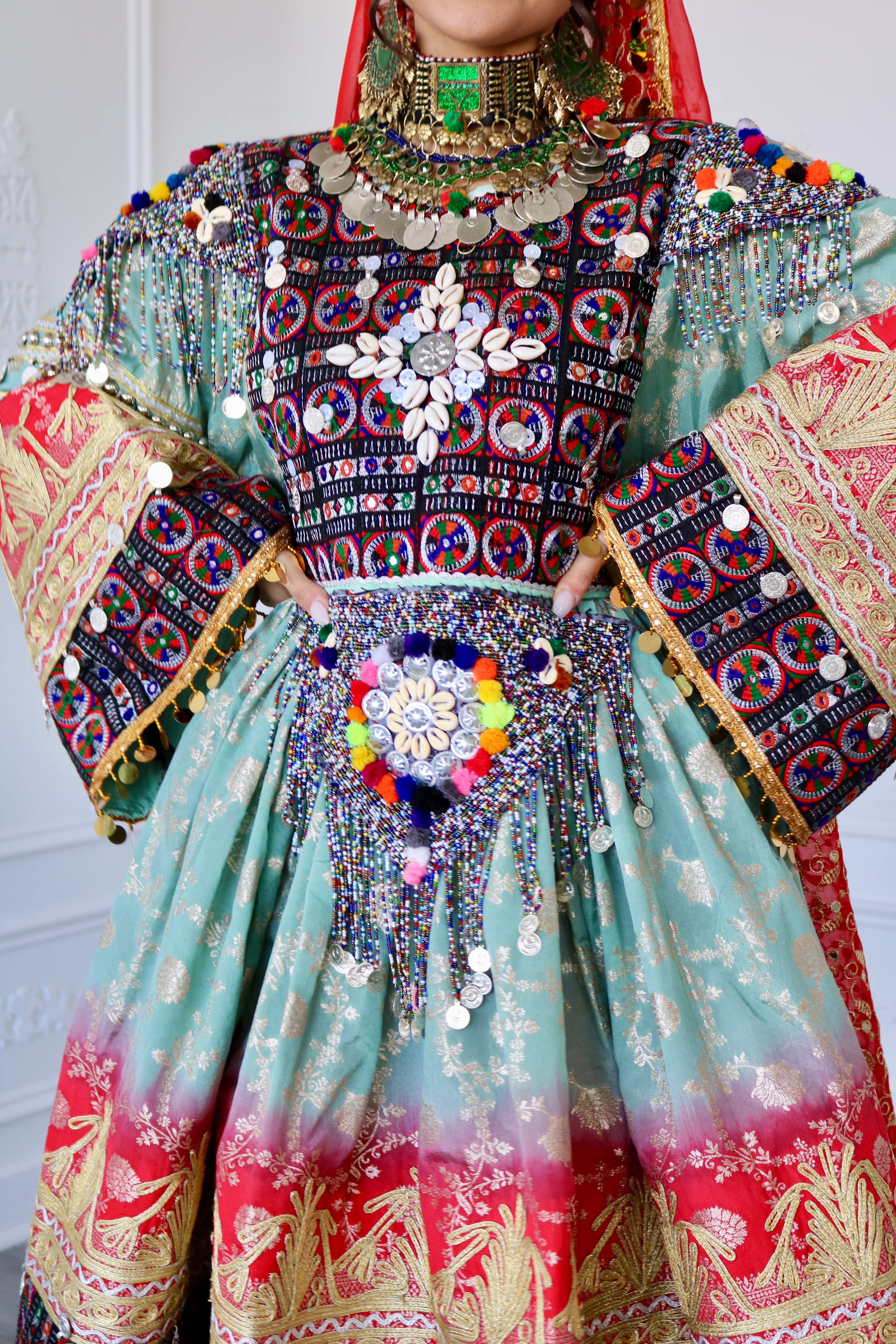 Afghan Kuchi Dress (blue/red)