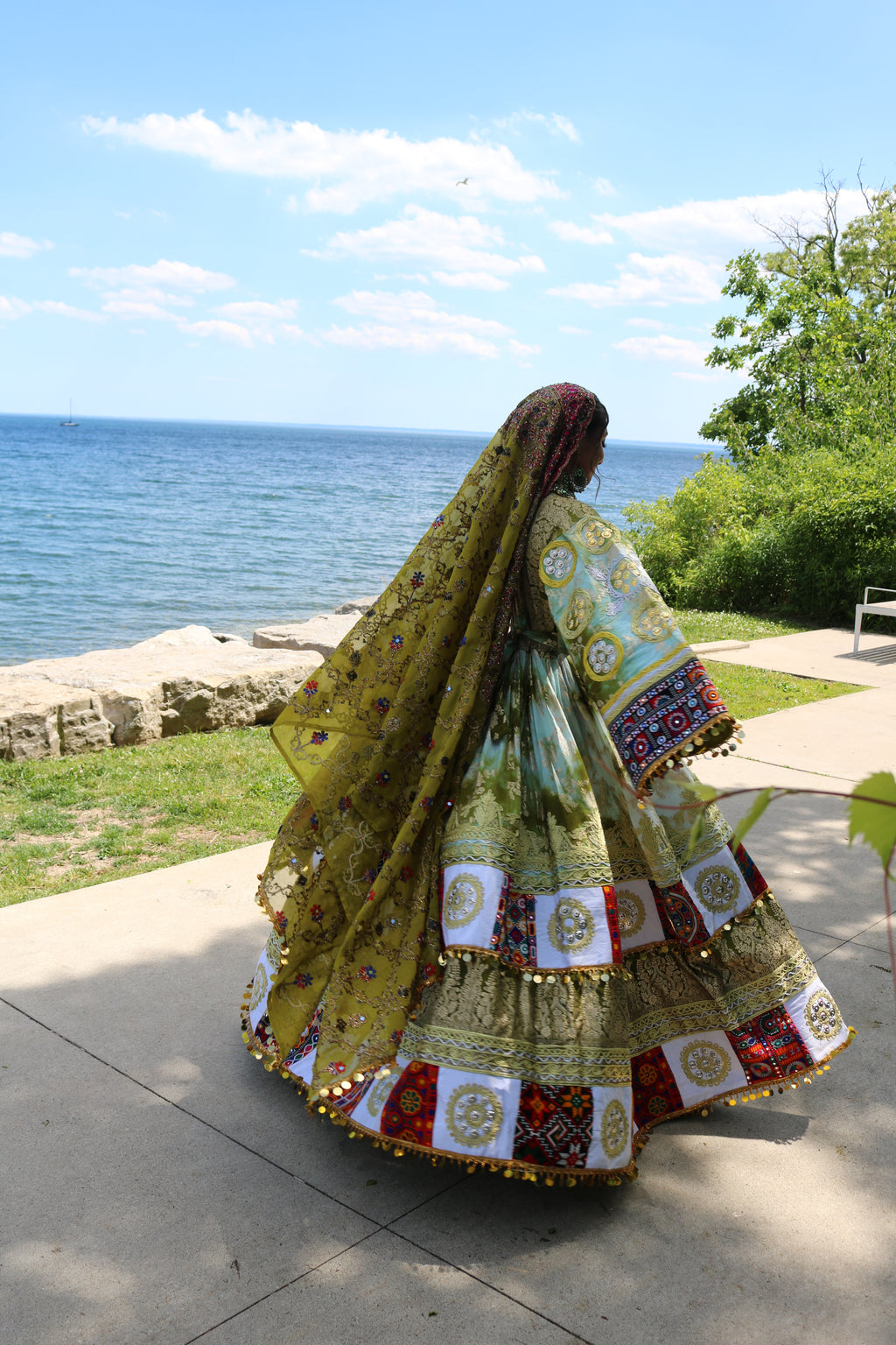 Afghan Kuchi Dress (olive green)