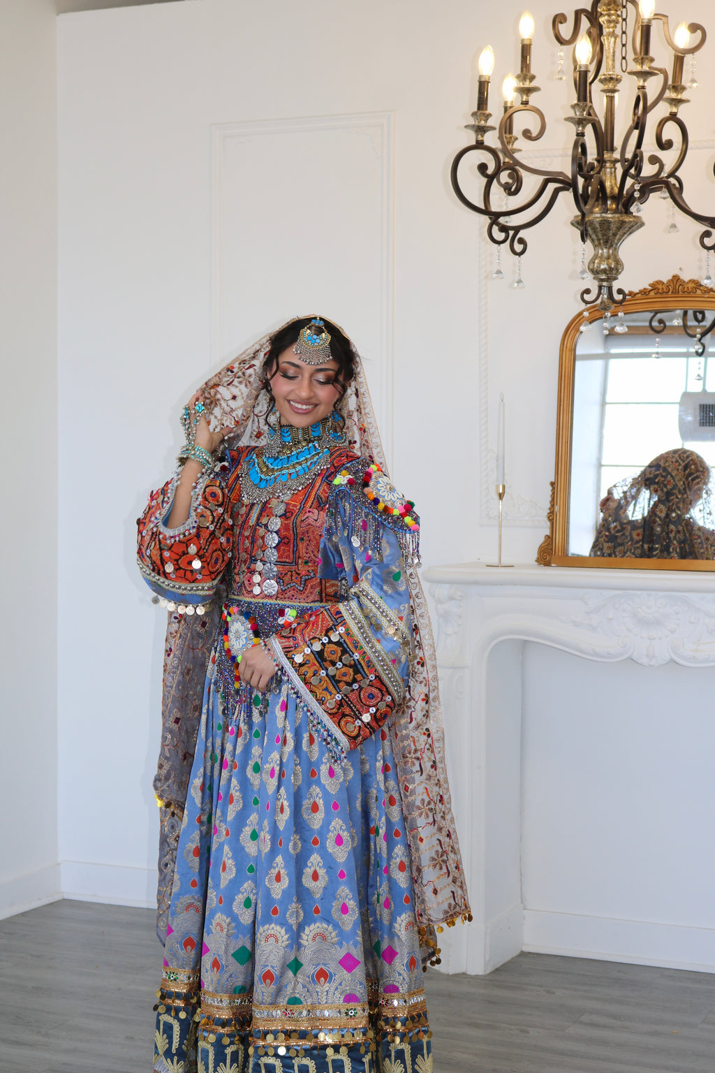 Mursal Afghan Kuchi Dress (blue/gray)