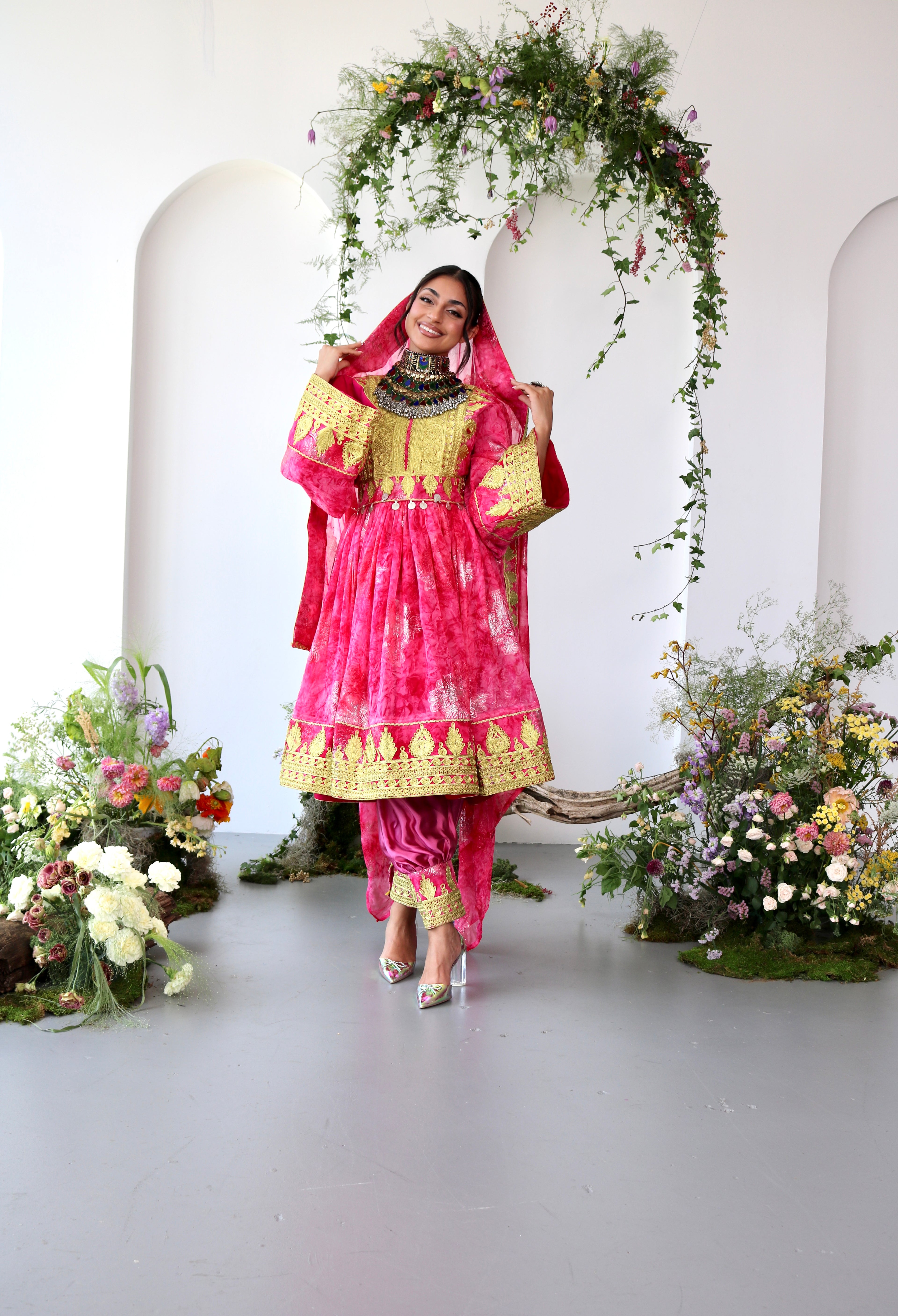 Farah Afghan Kuchi Dress (pink)