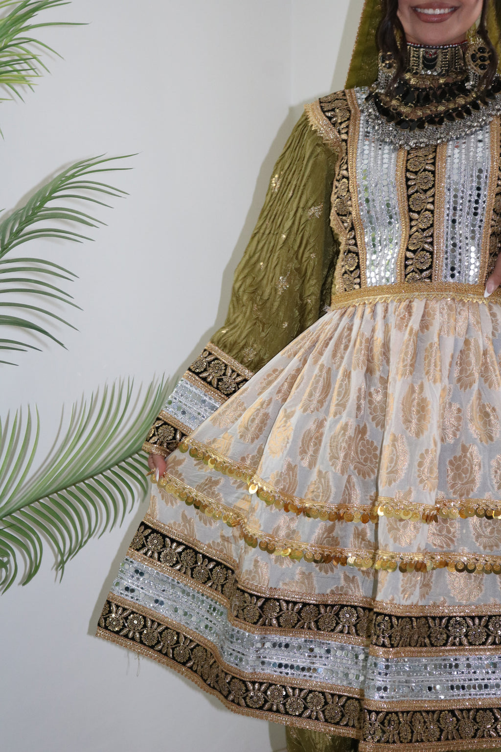 Afghan Kuchi Dress (olive green)