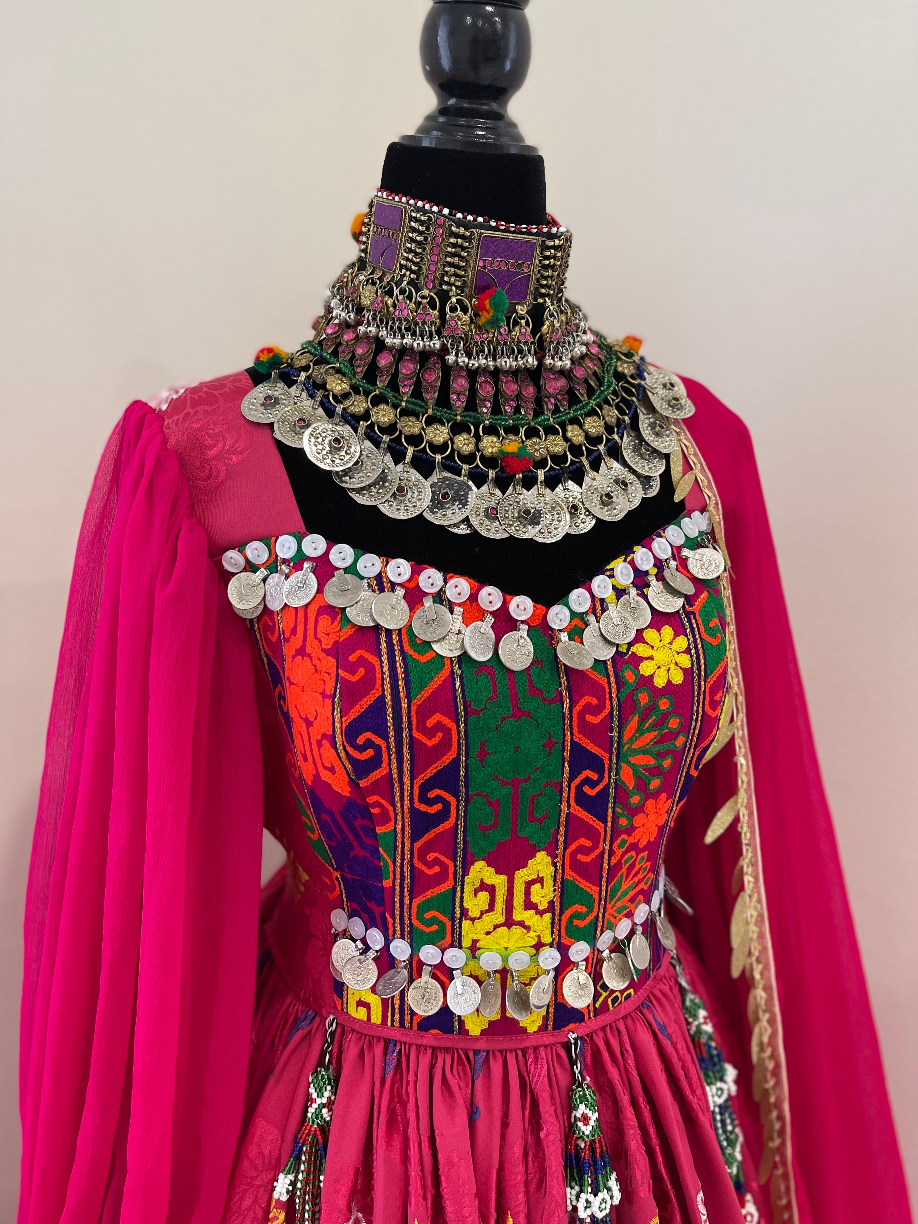 Nelofar Afghan Kuchi Dress- pink