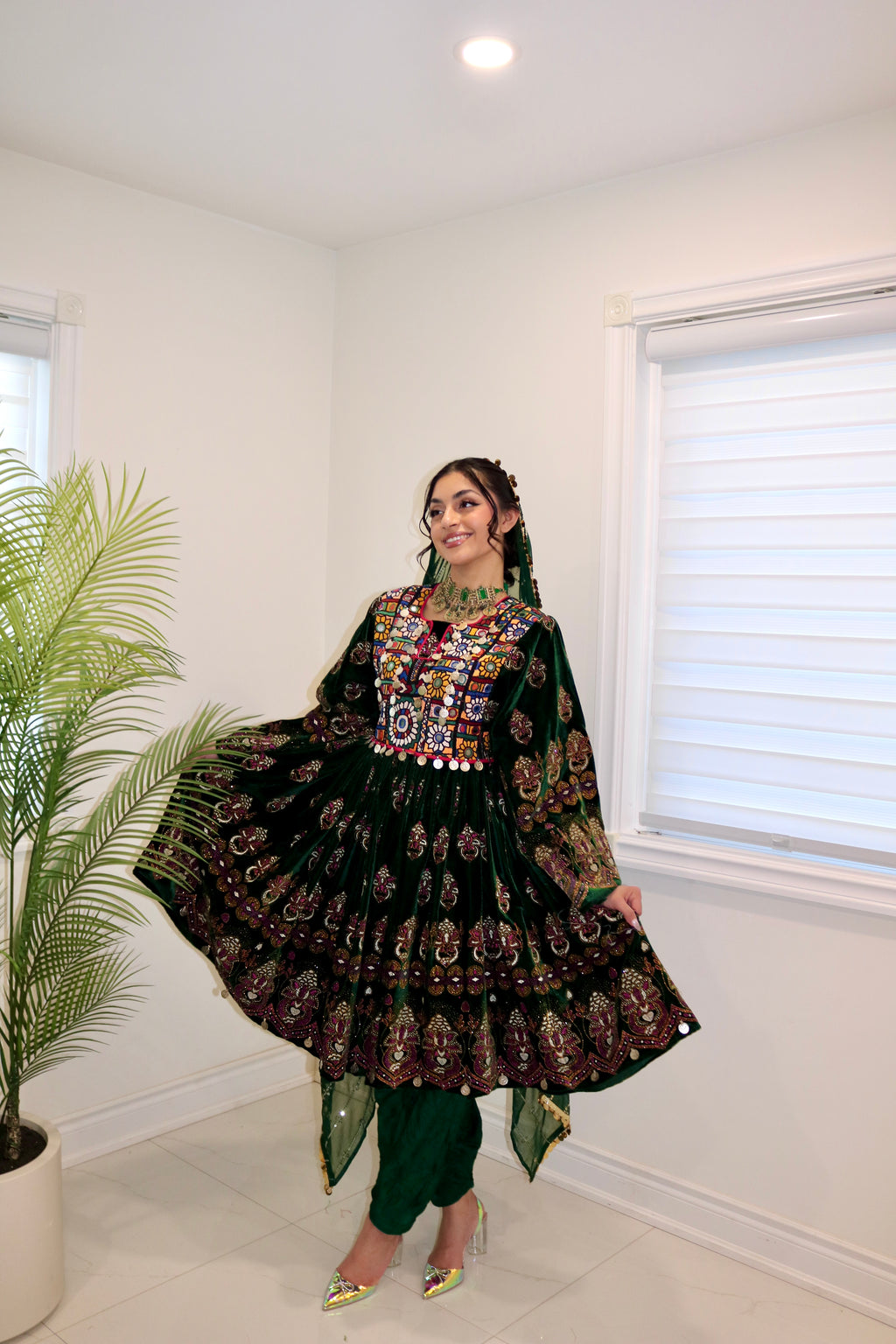 Wahida Afghan Kuchi Dress (green)