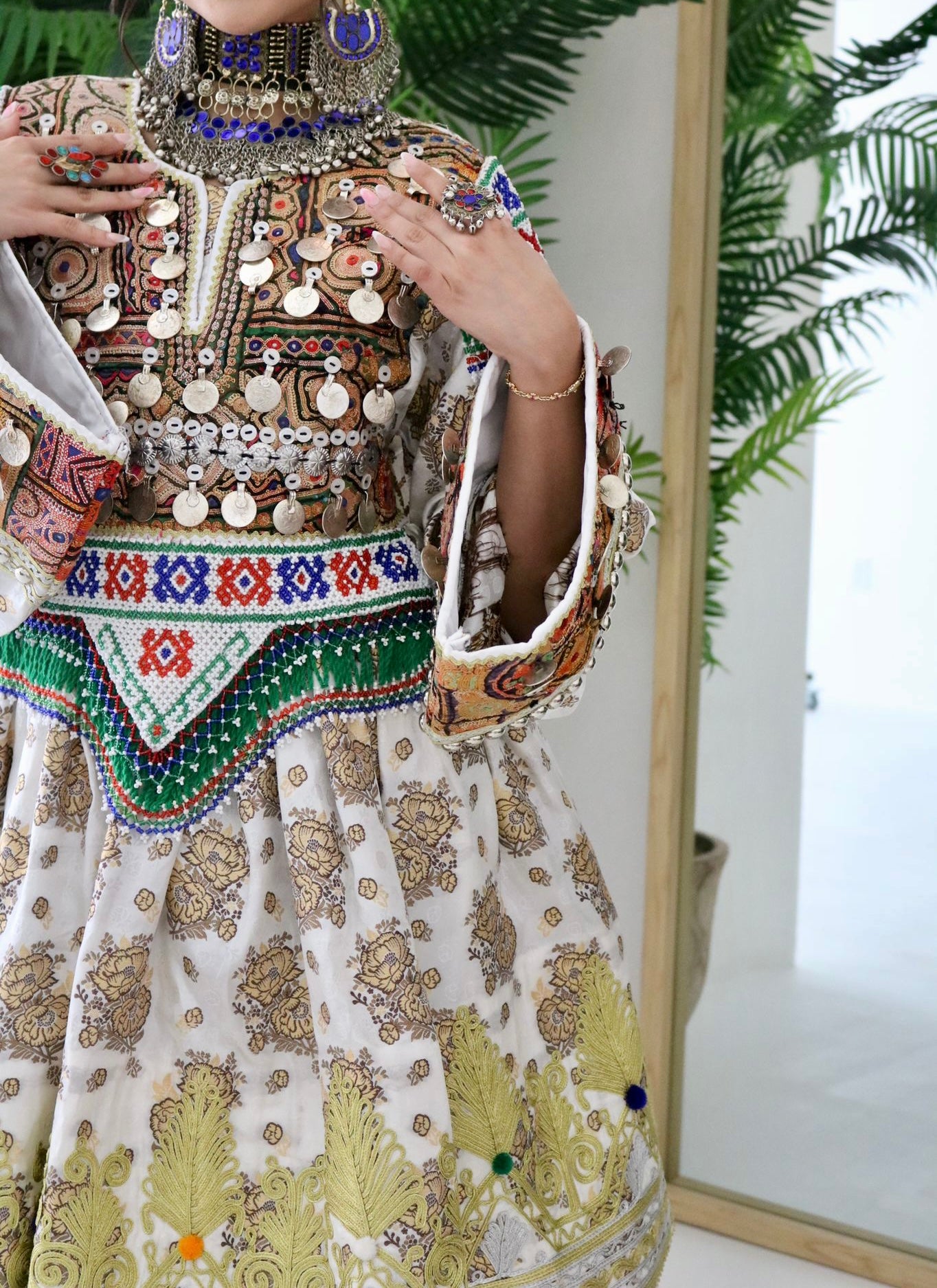 Farzana Afghan Kuchi Dress (white)