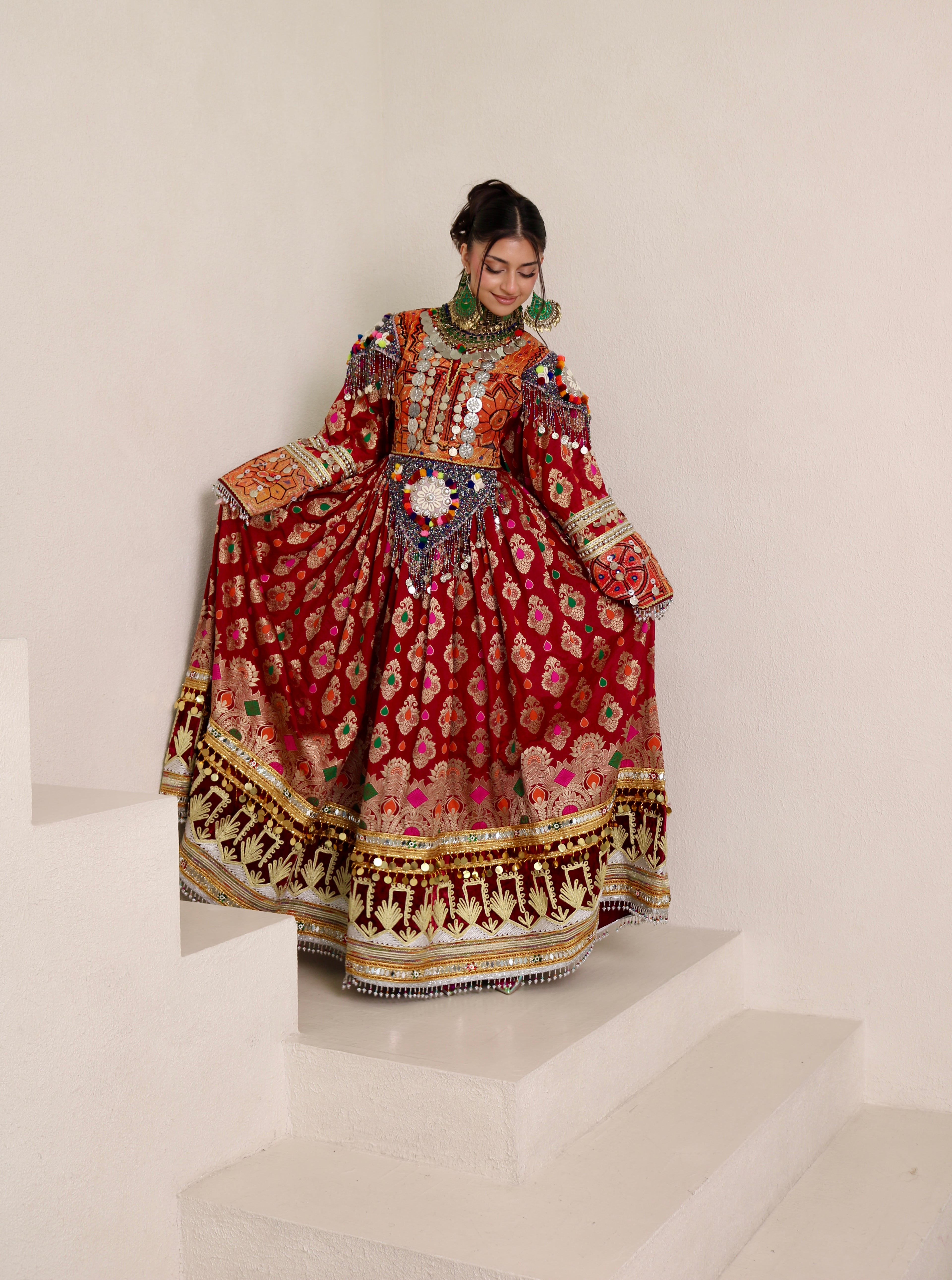 Mursal Afghan Kuchi Dress (maroon)