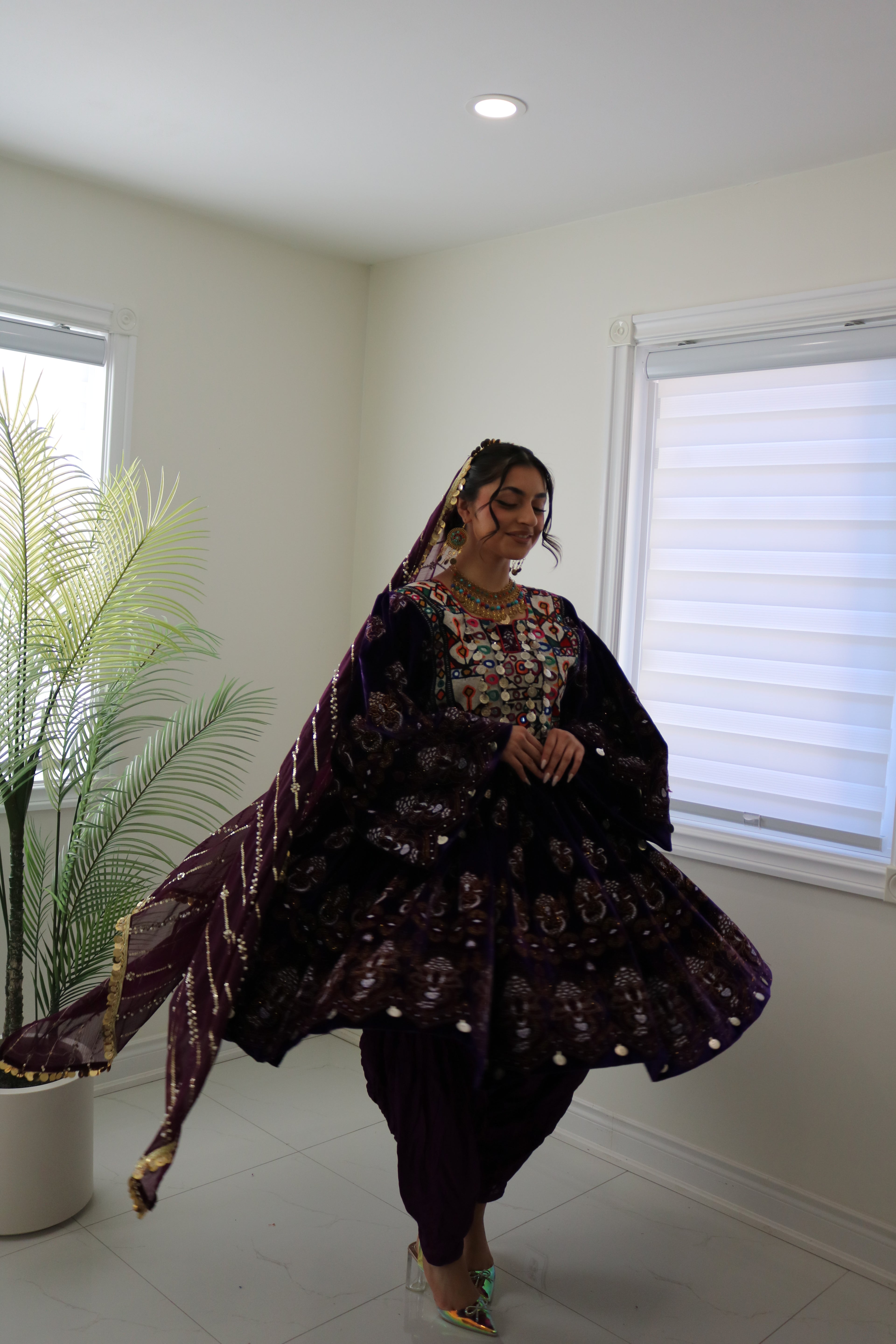 Wahida Afghan Kuchi Dress (purple)