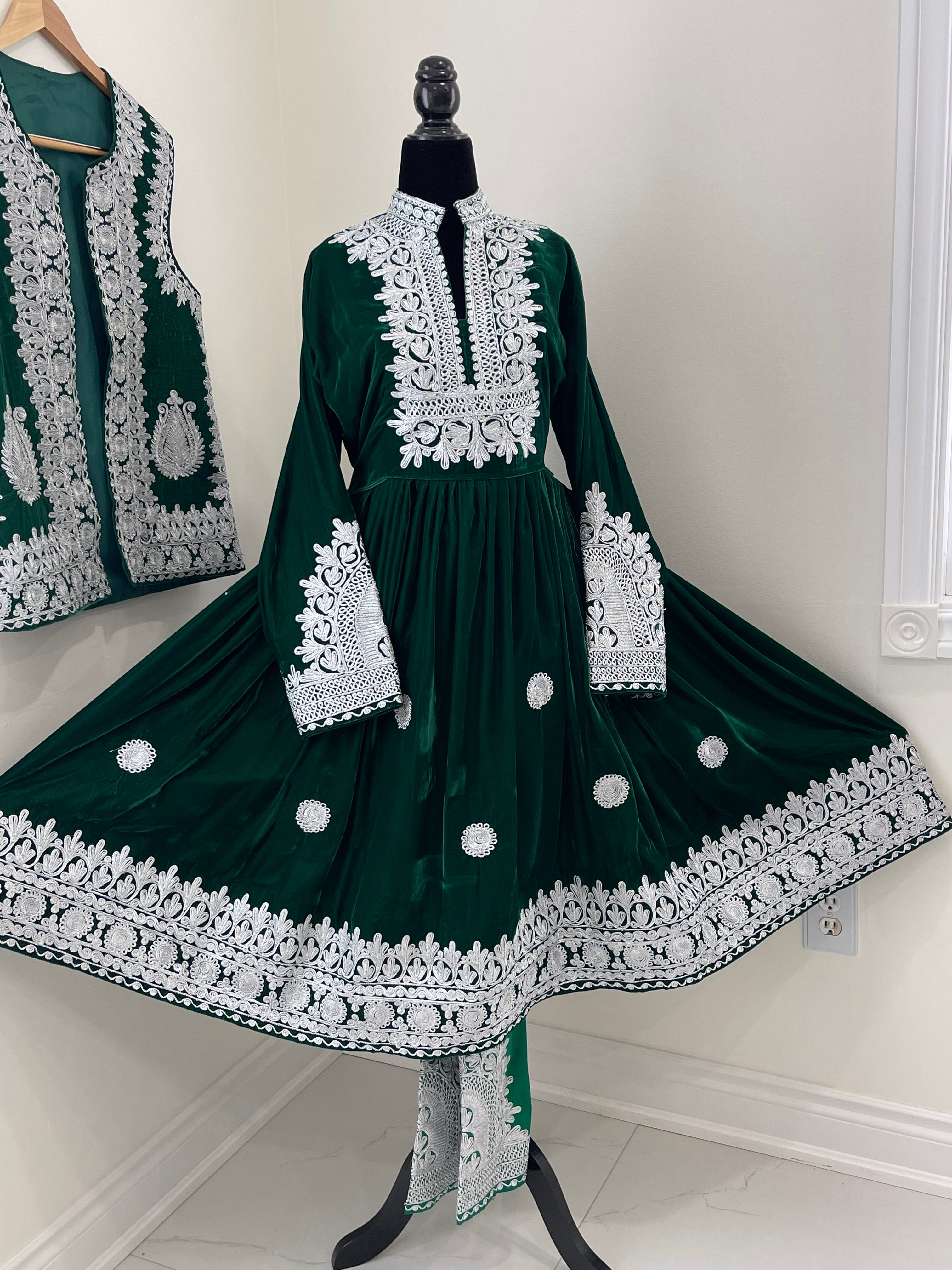 Nel Afghan Kuchi Dress Green