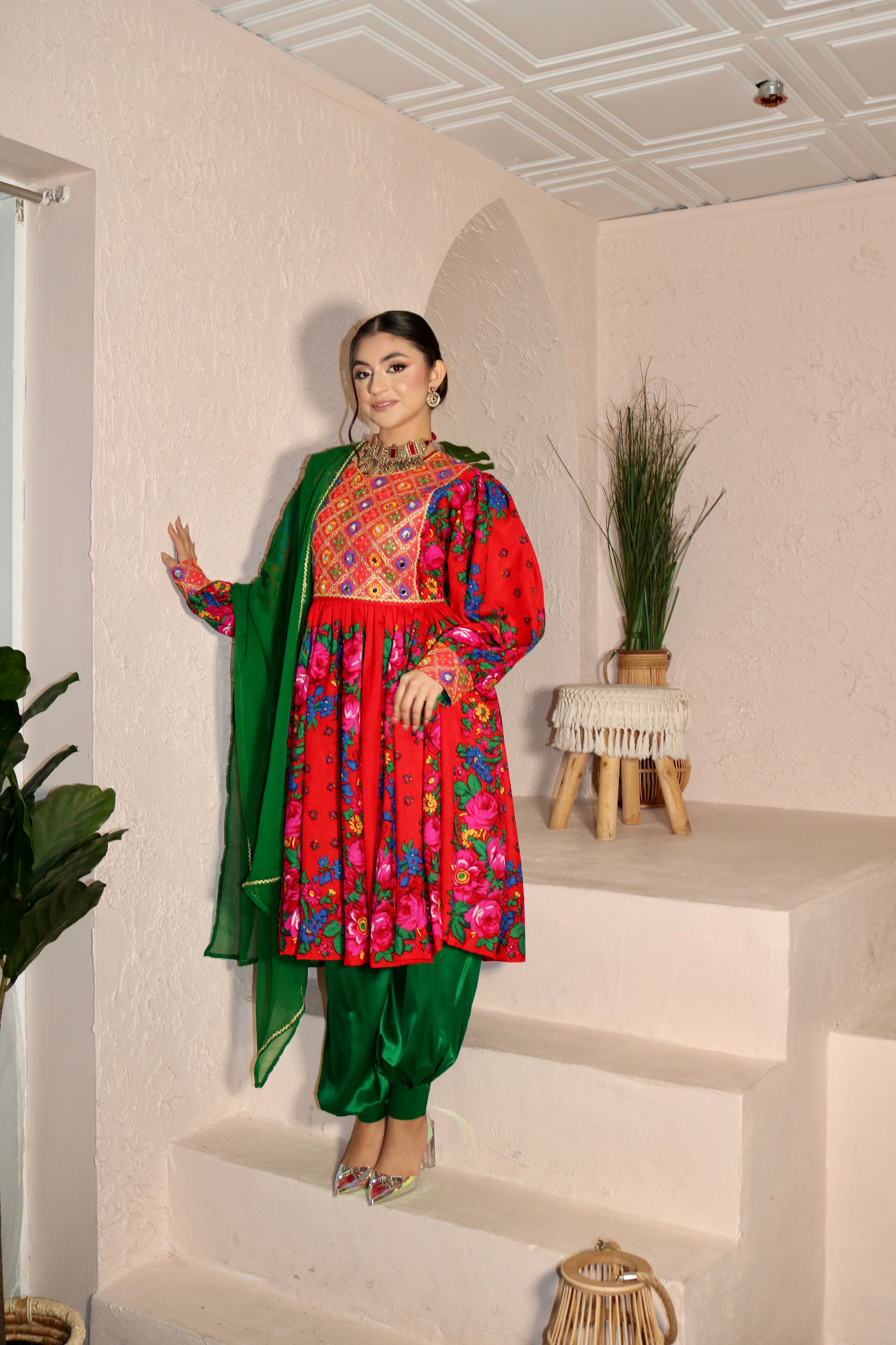 Morsal Afghan Kuchi Dress (red)