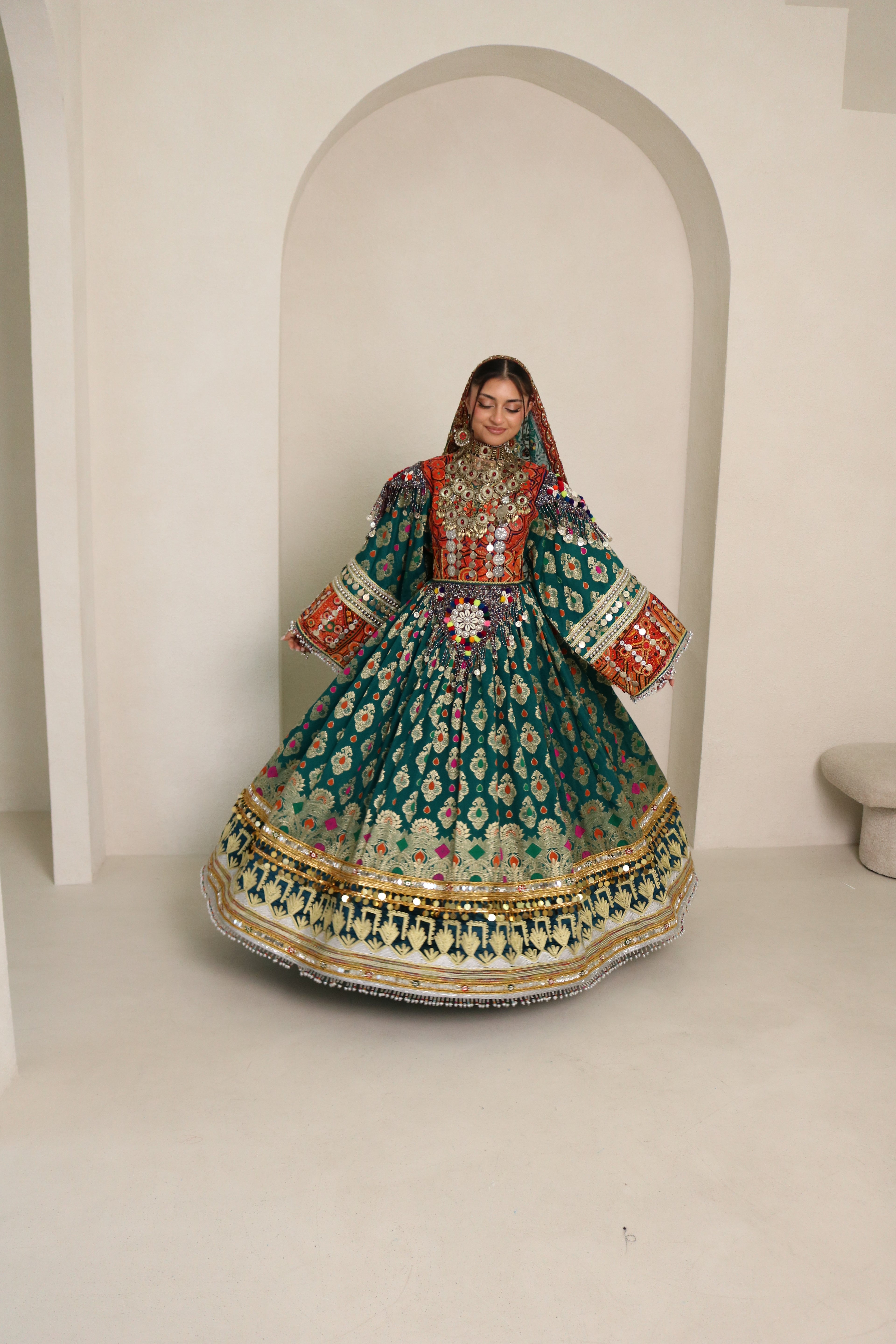 Mursal Afghan Kuchi Dress (sea green)