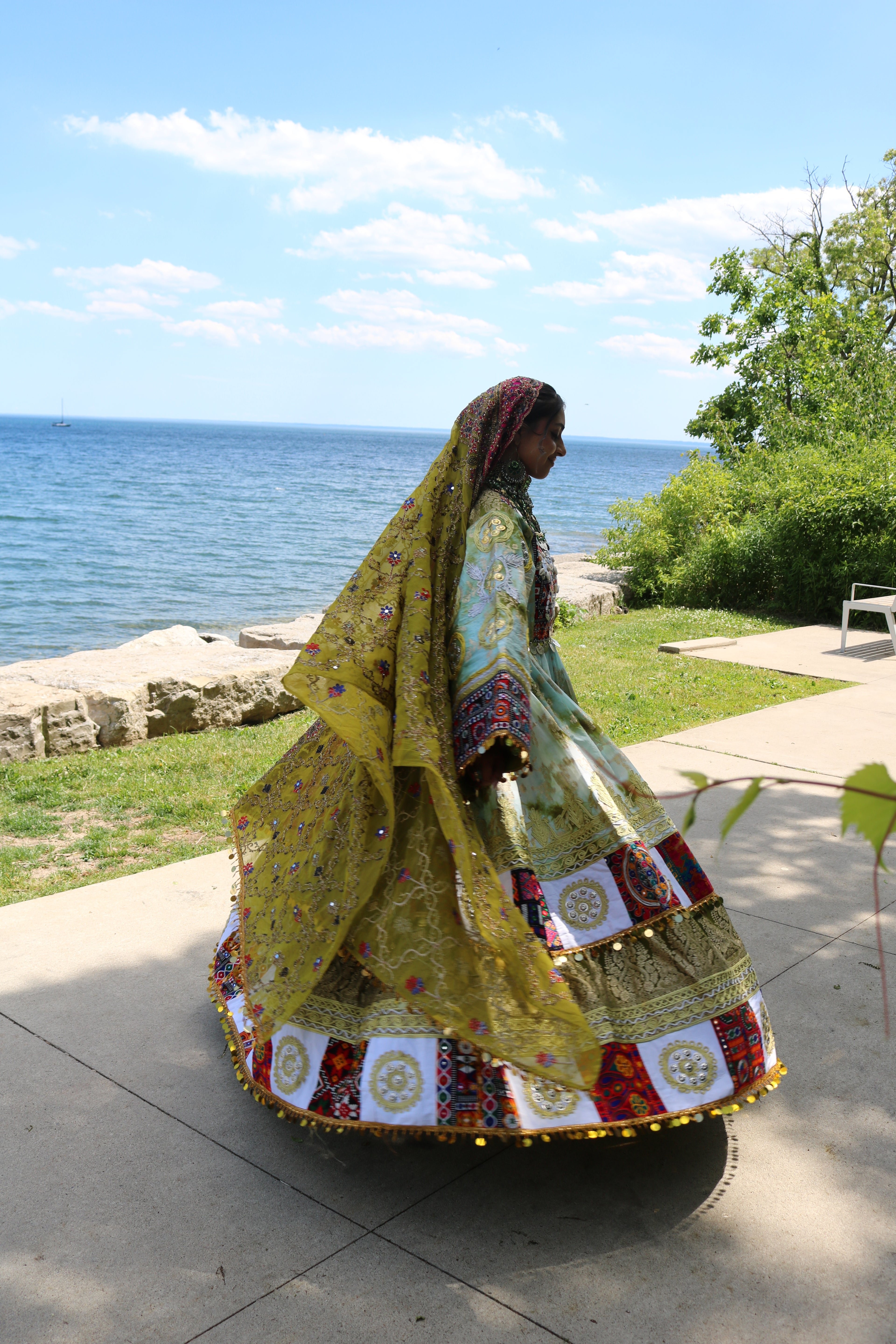 Afghan Kuchi Dress (olive green)