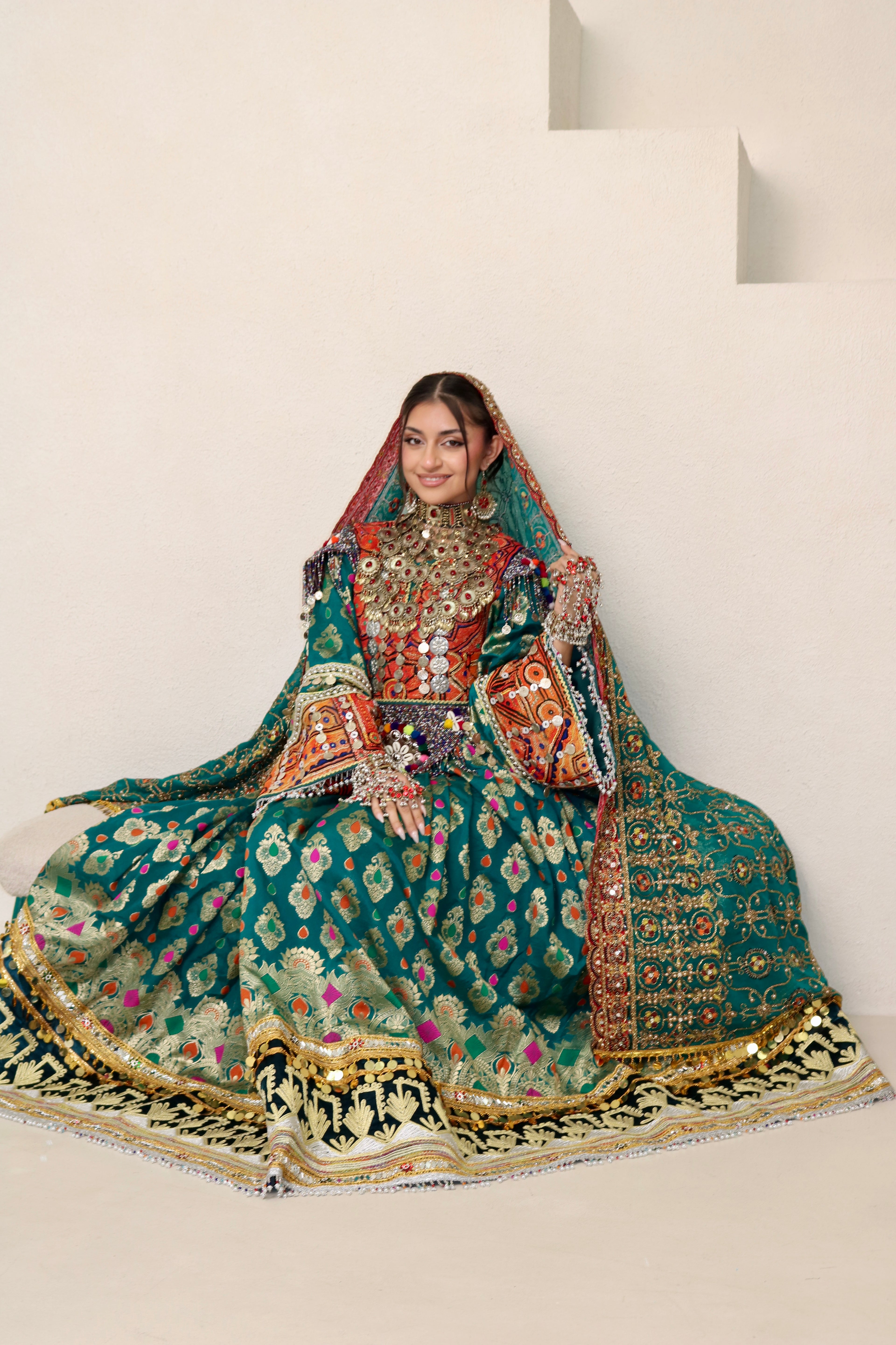 Mursal Afghan Kuchi Dress (sea green)