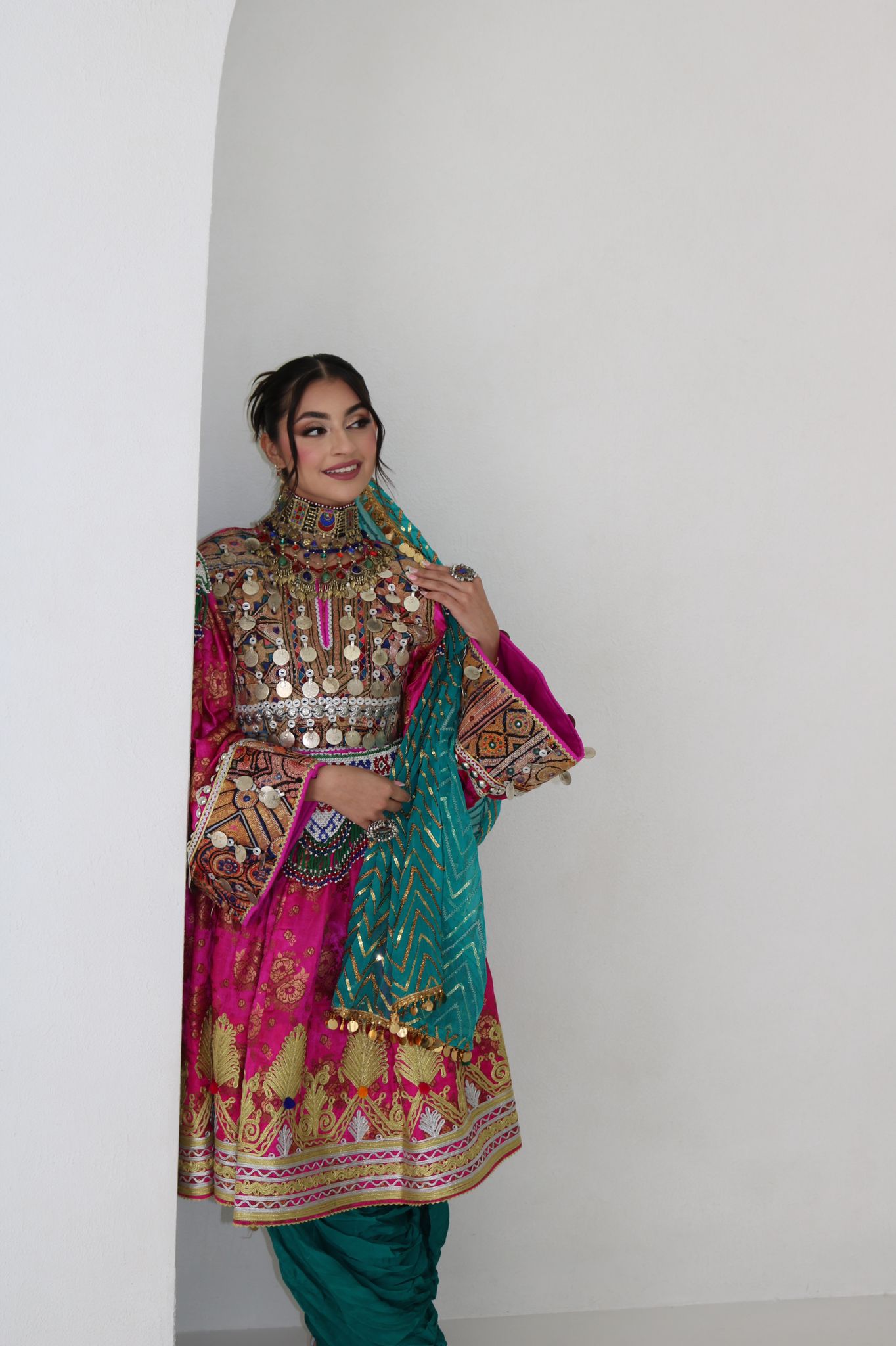 Farzana Afghan Kuchi Dress (pink)