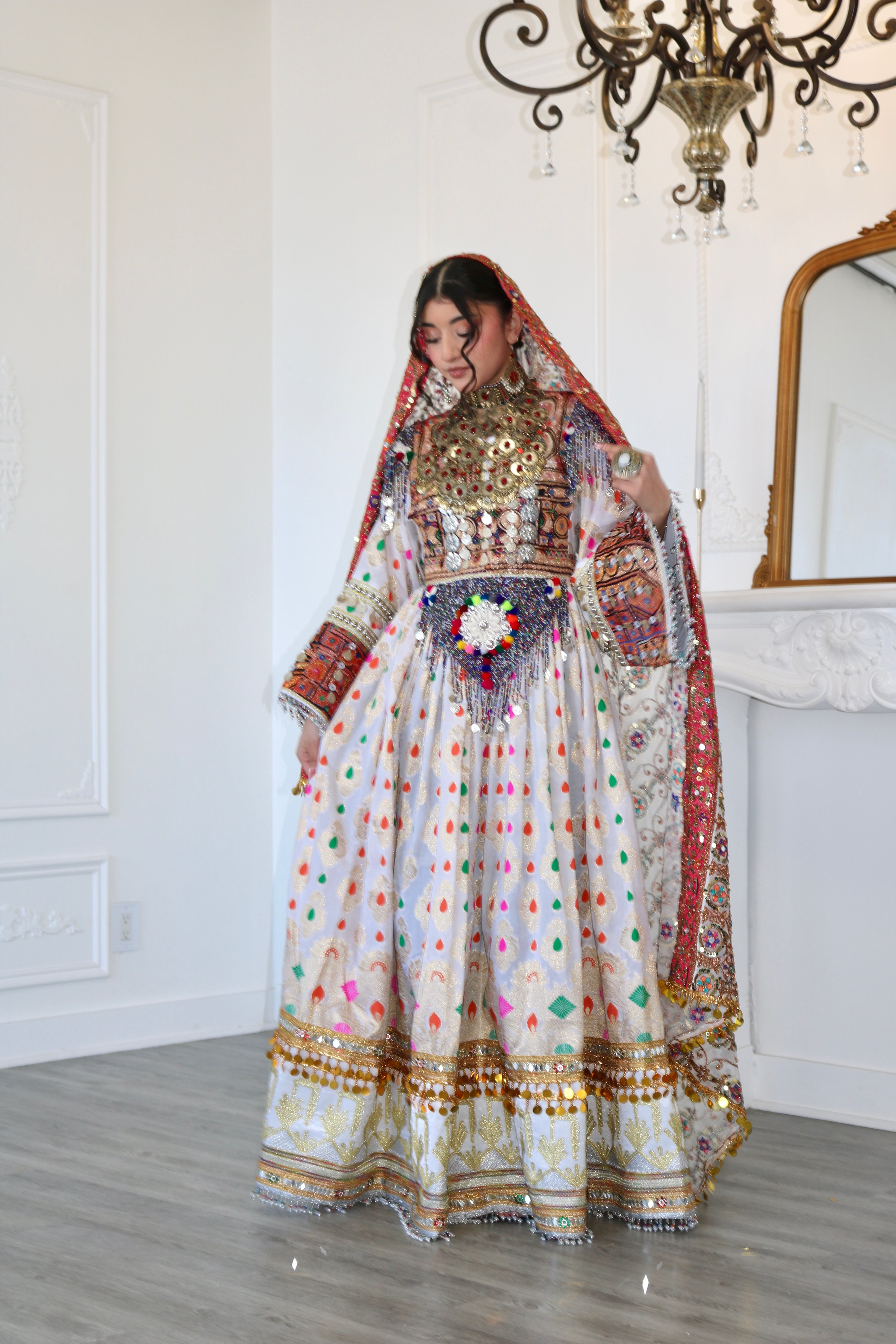 Mursal Afghan Kuchi Dress (white)