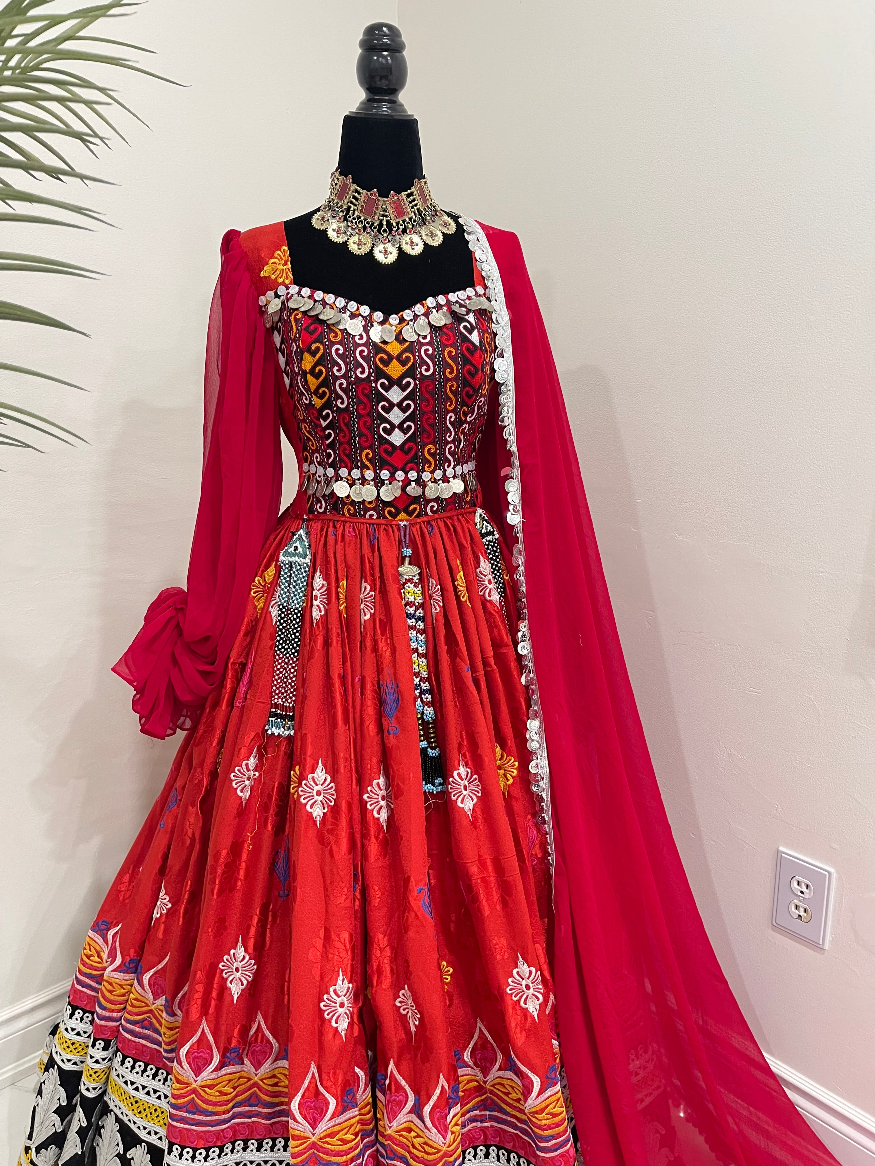Nelofar Afghan Kuchi Dress - Red