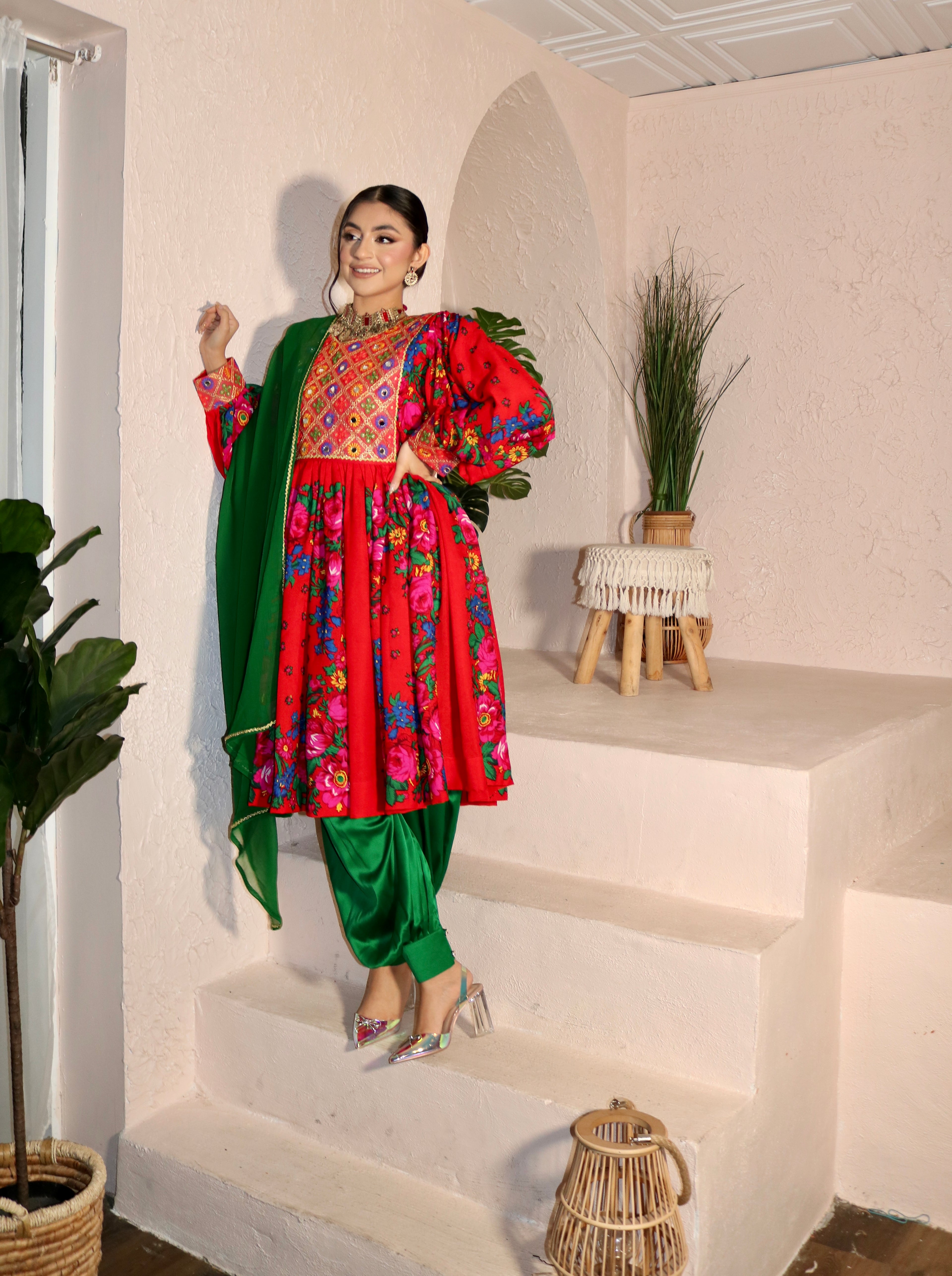 Morsal Afghan Kuchi Dress (red)