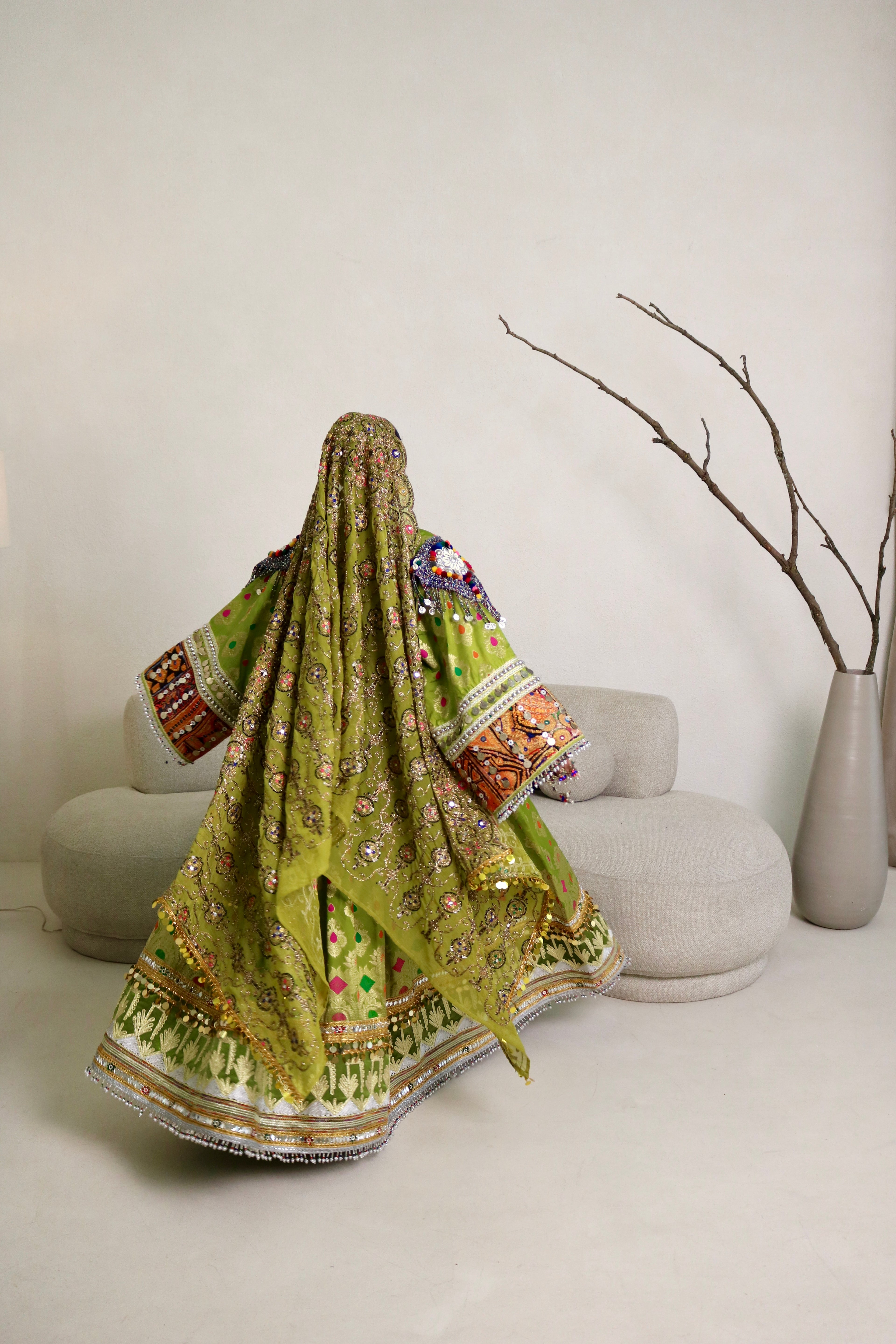 Mursal Afghan Kuchi Dress ( light green)