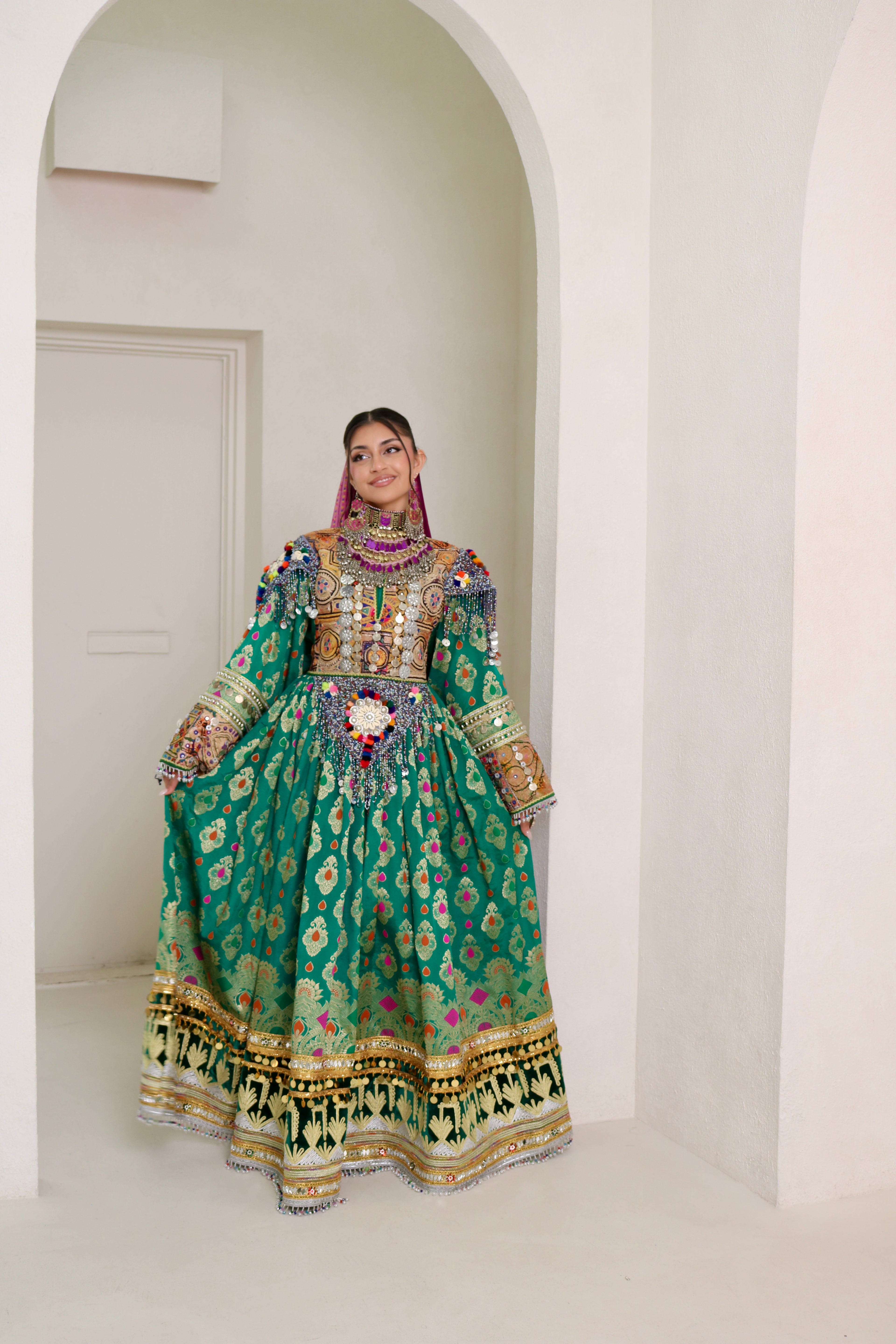 Mursal Afghan Kuchi Dress (green)
