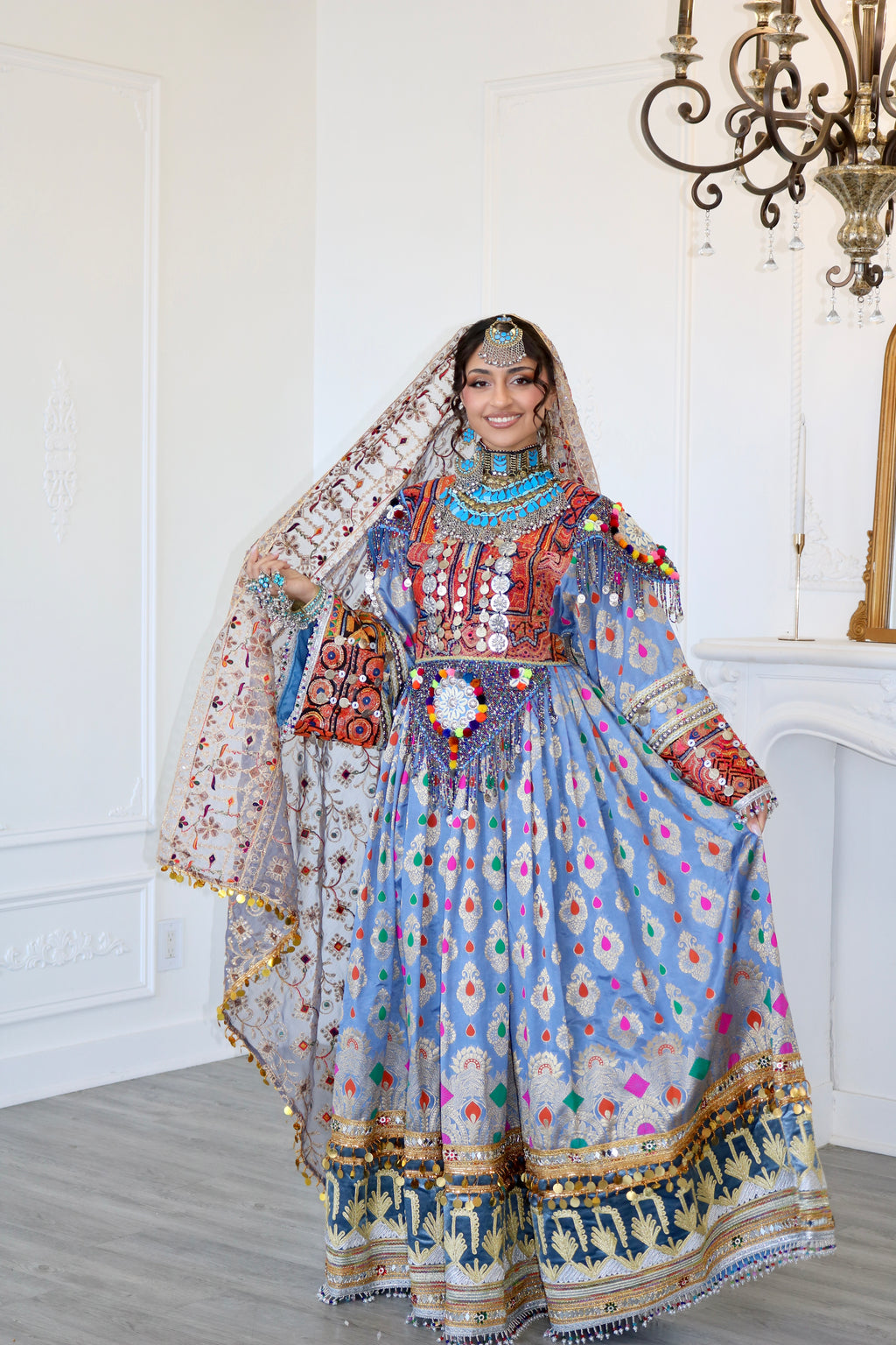 Mursal Afghan Kuchi Dress (blue/gray)