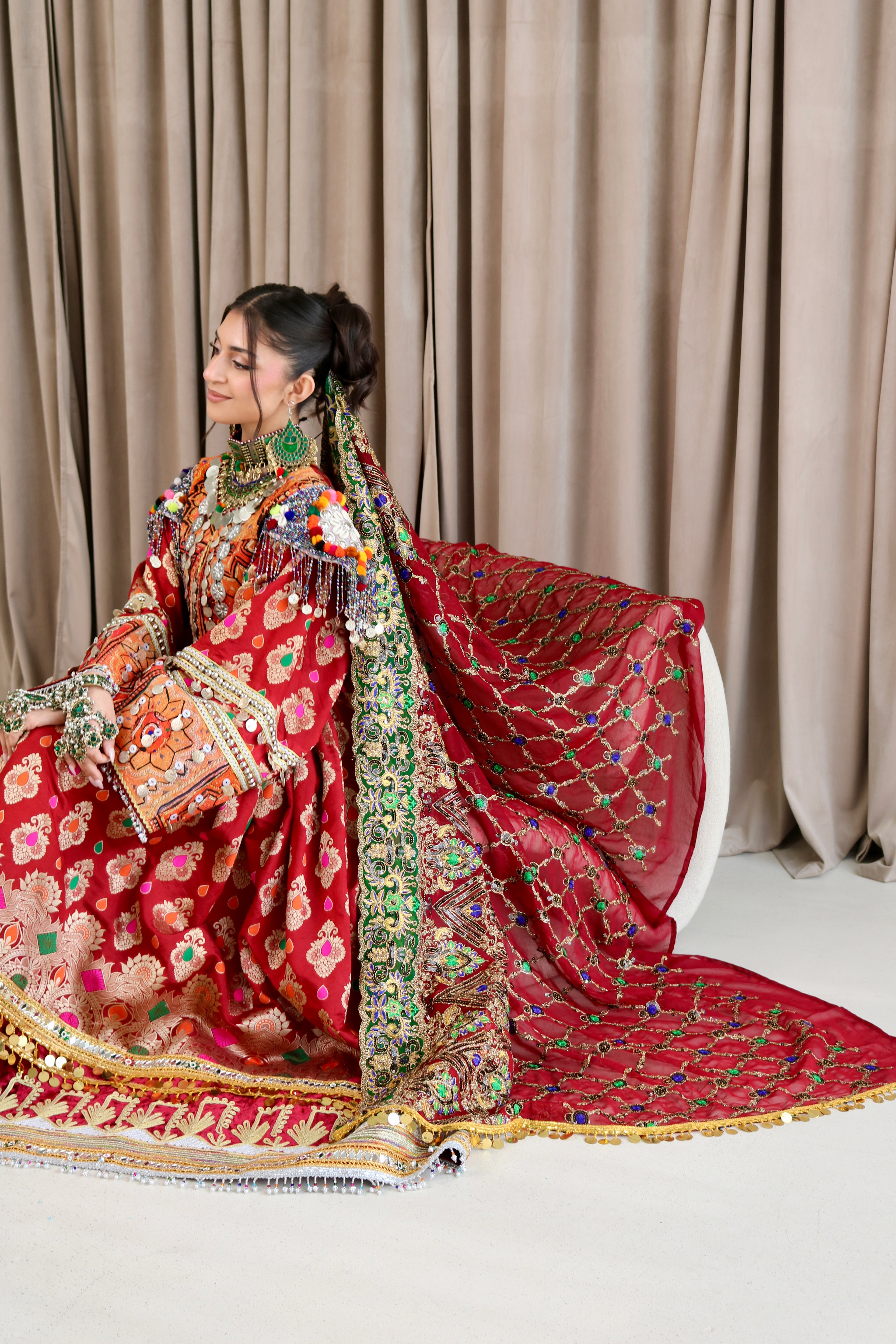 Mursal Afghan Kuchi Dress (maroon)