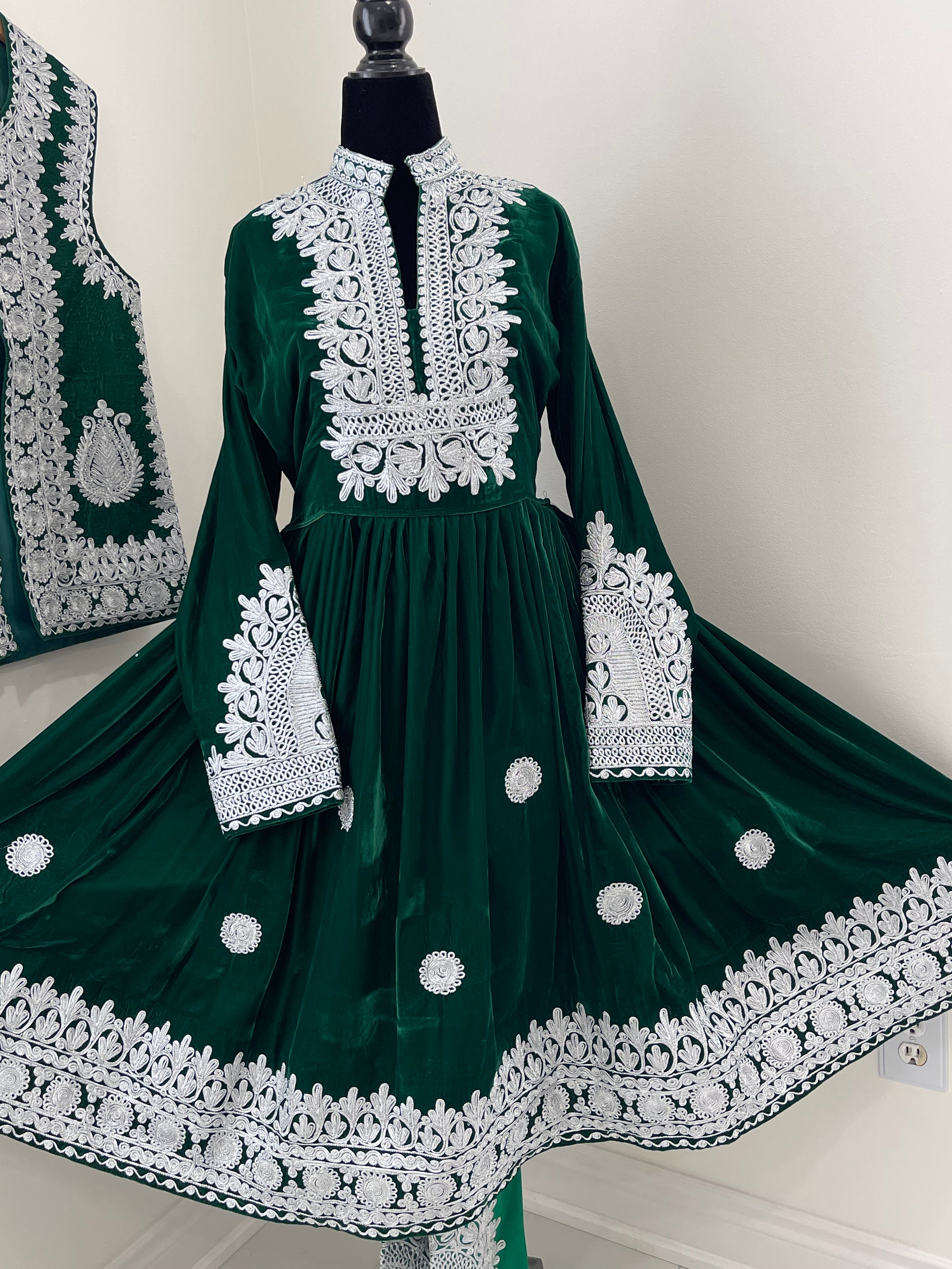 Nel Afghan Kuchi Dress Green