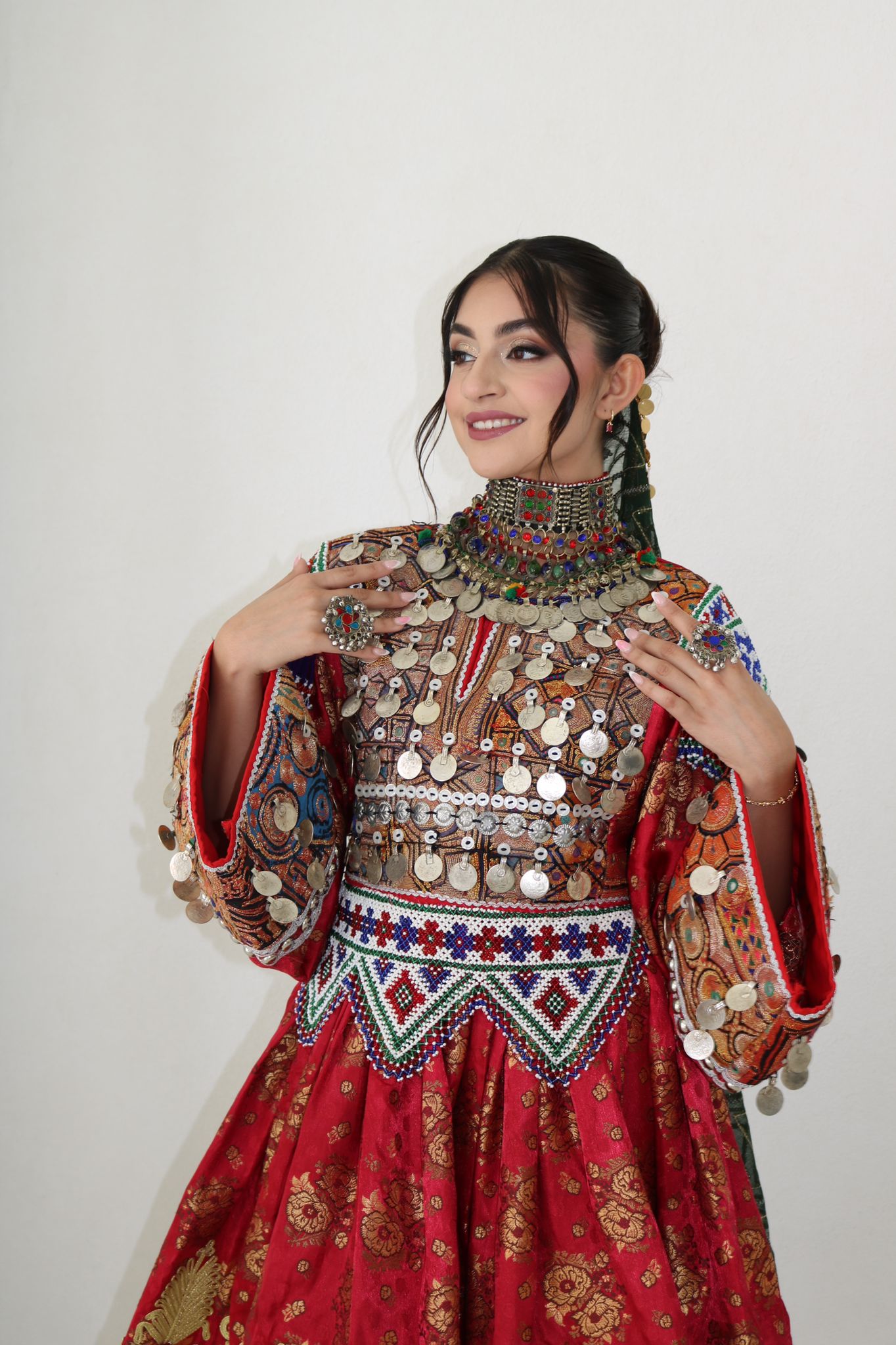 Farzana Afghan Kuchi Dress (red)