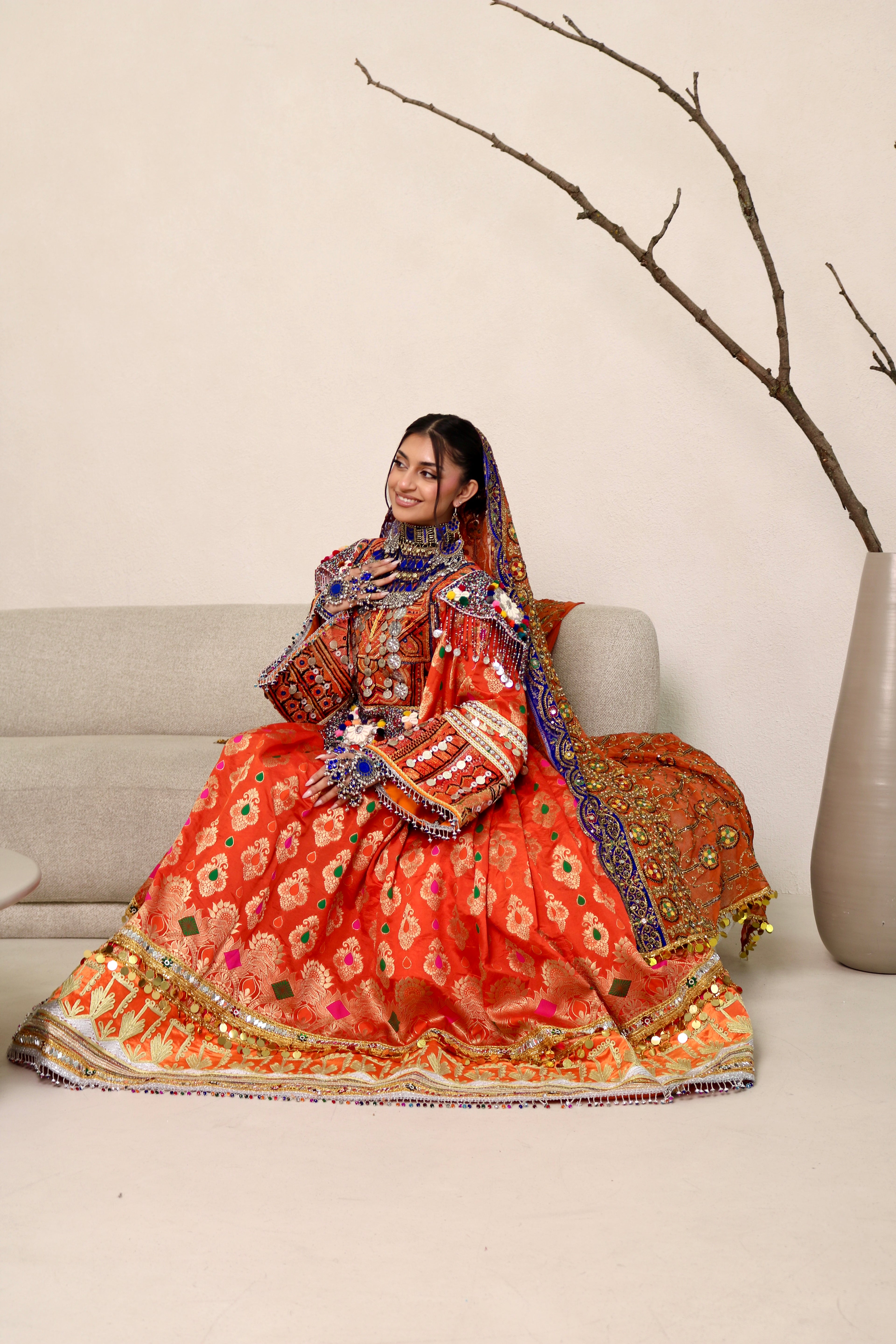 Mursal Afghan Kuchi Dress (orange)