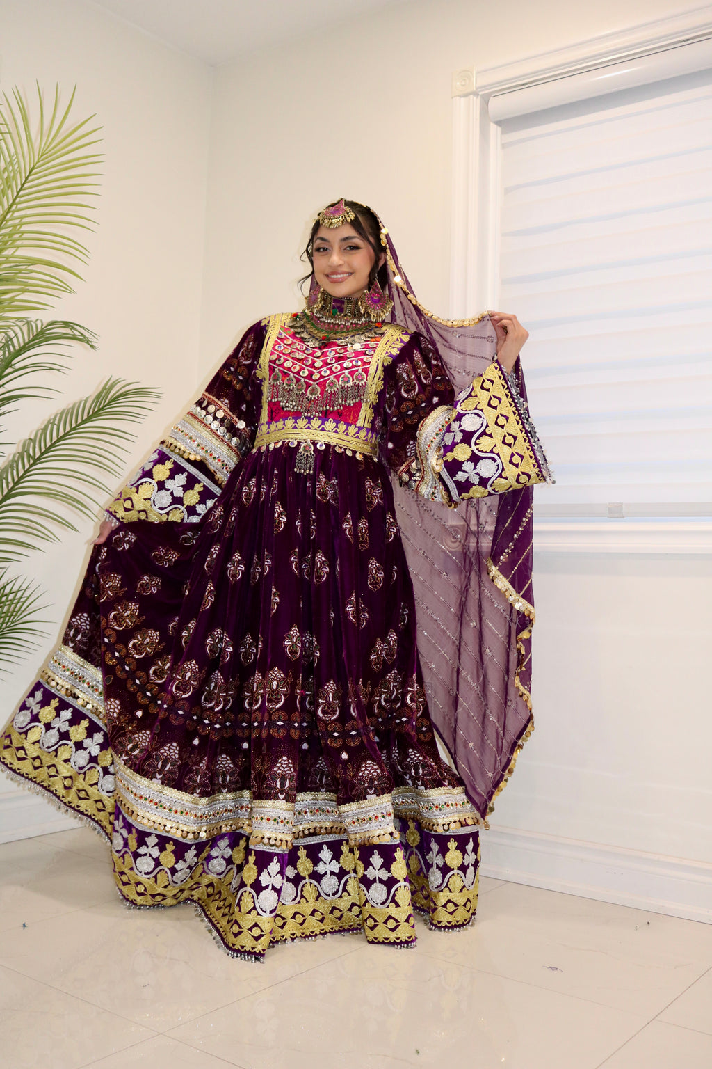 Muska Afghan Kuchi Dress (purple)